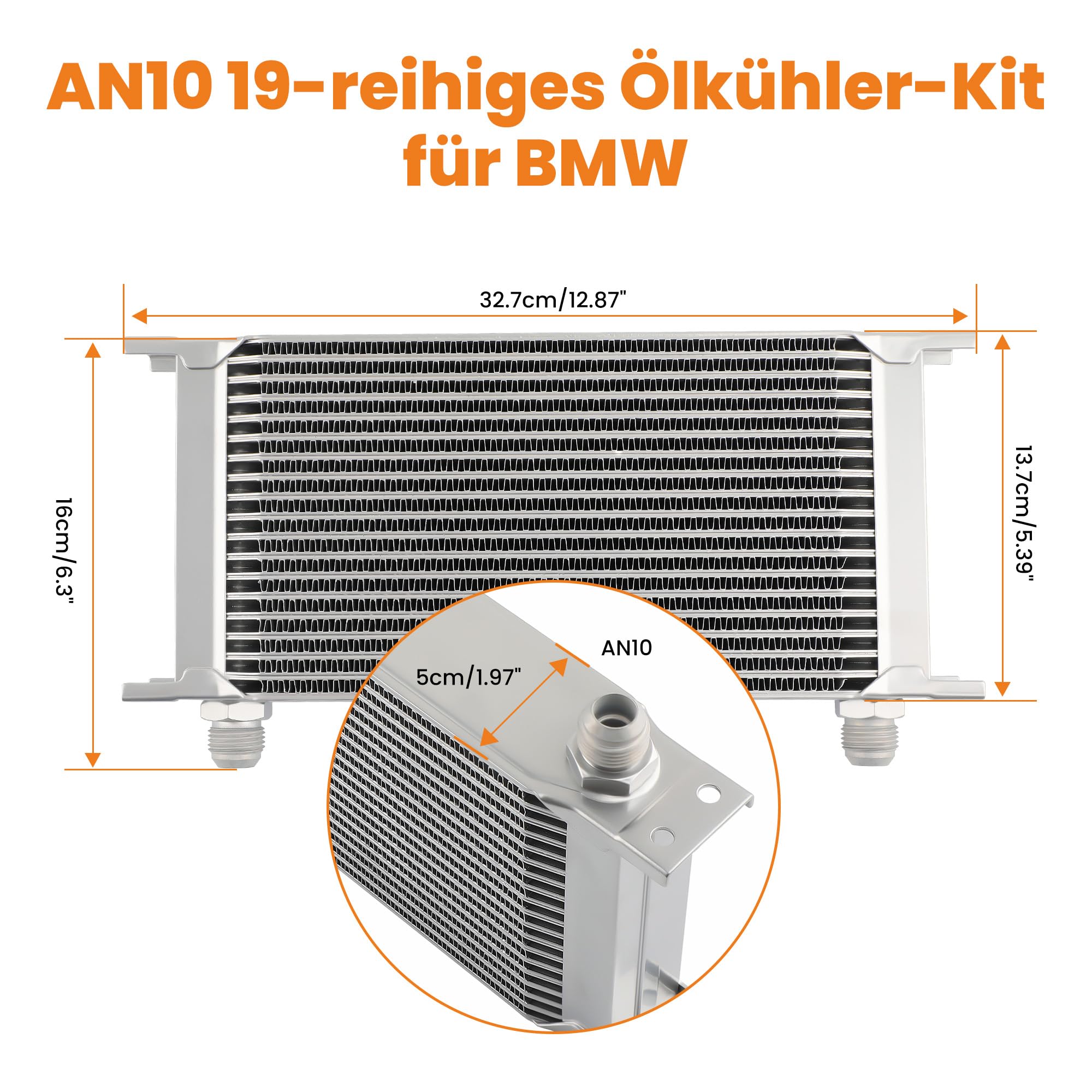 Kit Enfriador De Aceite De Transmisión AN10 10 Filas Con Adaptadores