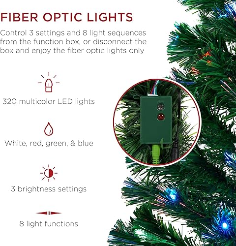 Miniatura 10 de Best Choice Products Árbol de Navidad artificial de 7 de fibra óptica preiluminado con luces multicolores LED y soporte