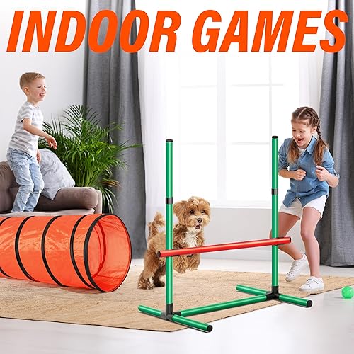 Miniatura 6 de Kit de entrenamiento de curso de agilidad para perros, regalo para carrera de obstáculos, túnel obstáculo, anillo de salto de obstáculos, bastones