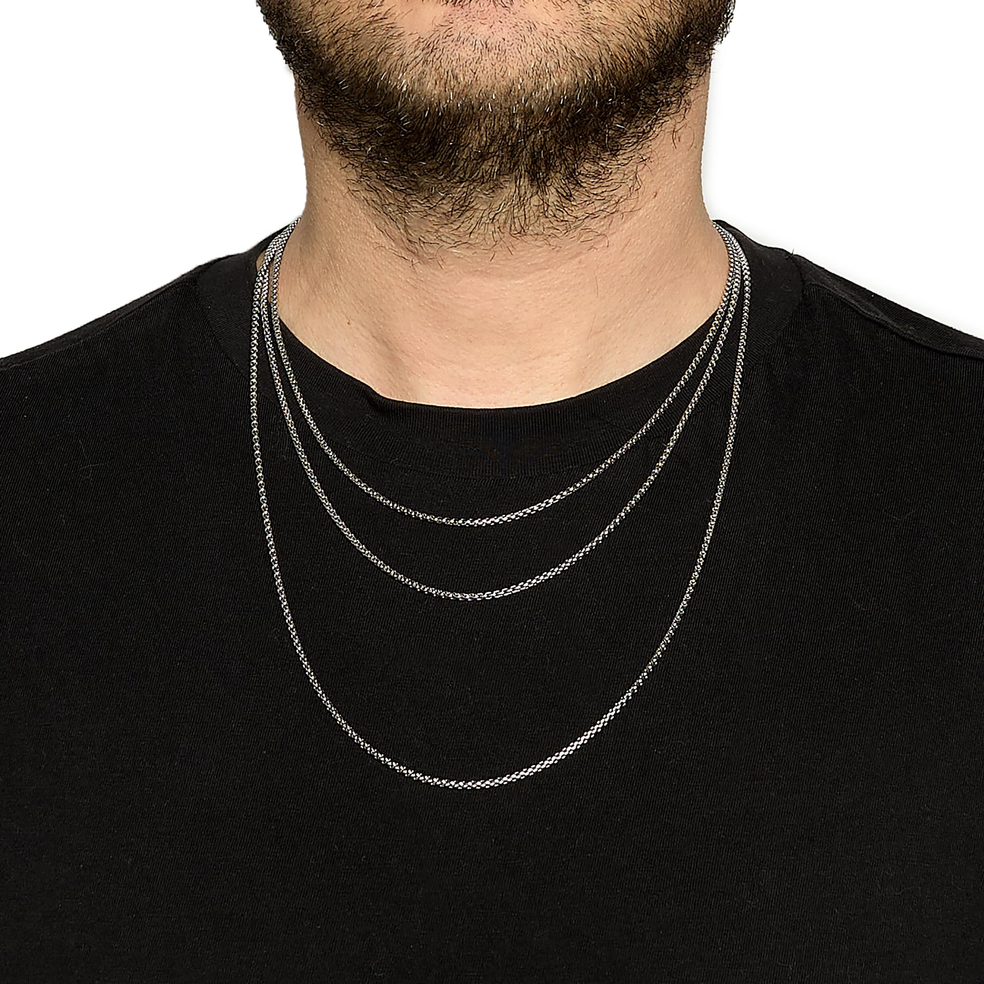 Collana da Uomo in Acciaio Inox Stile Streetwear, Collana Maschile 2mm 3mm 4mm, Colori Oro, Argento, Nero, 45cm 50cm 60cm, Catena Resistente, Antiallergica, Non Scolorisce