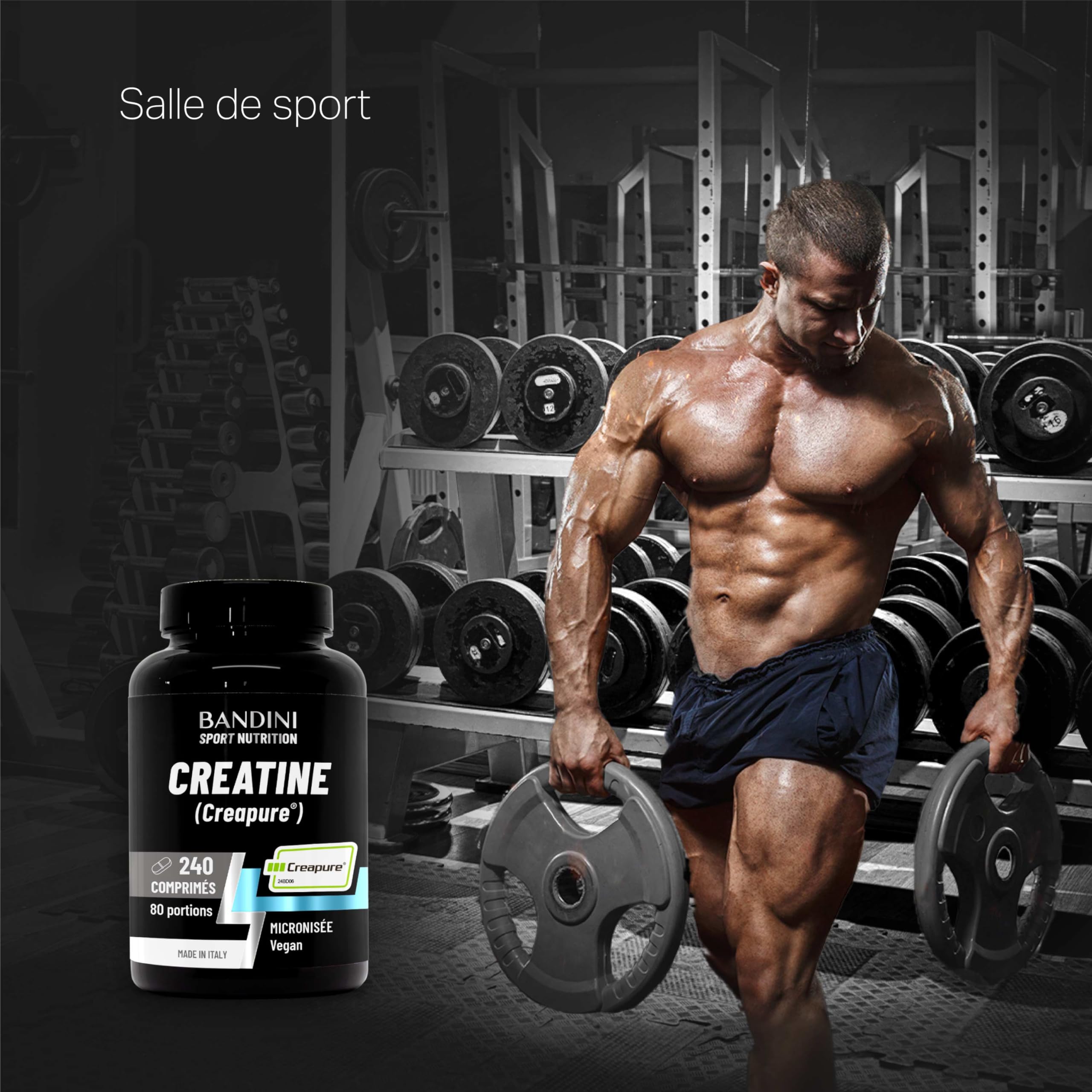 Bandini® Creatine CREAPURE® Monohydrate 240 Comprimés 3000mg par dose - | Entraînement, Sport, Gymnastique et de Pré-Entraînement - Monohydrate de Créatine pour l'ATP et la Récupération - 100% Vegan
