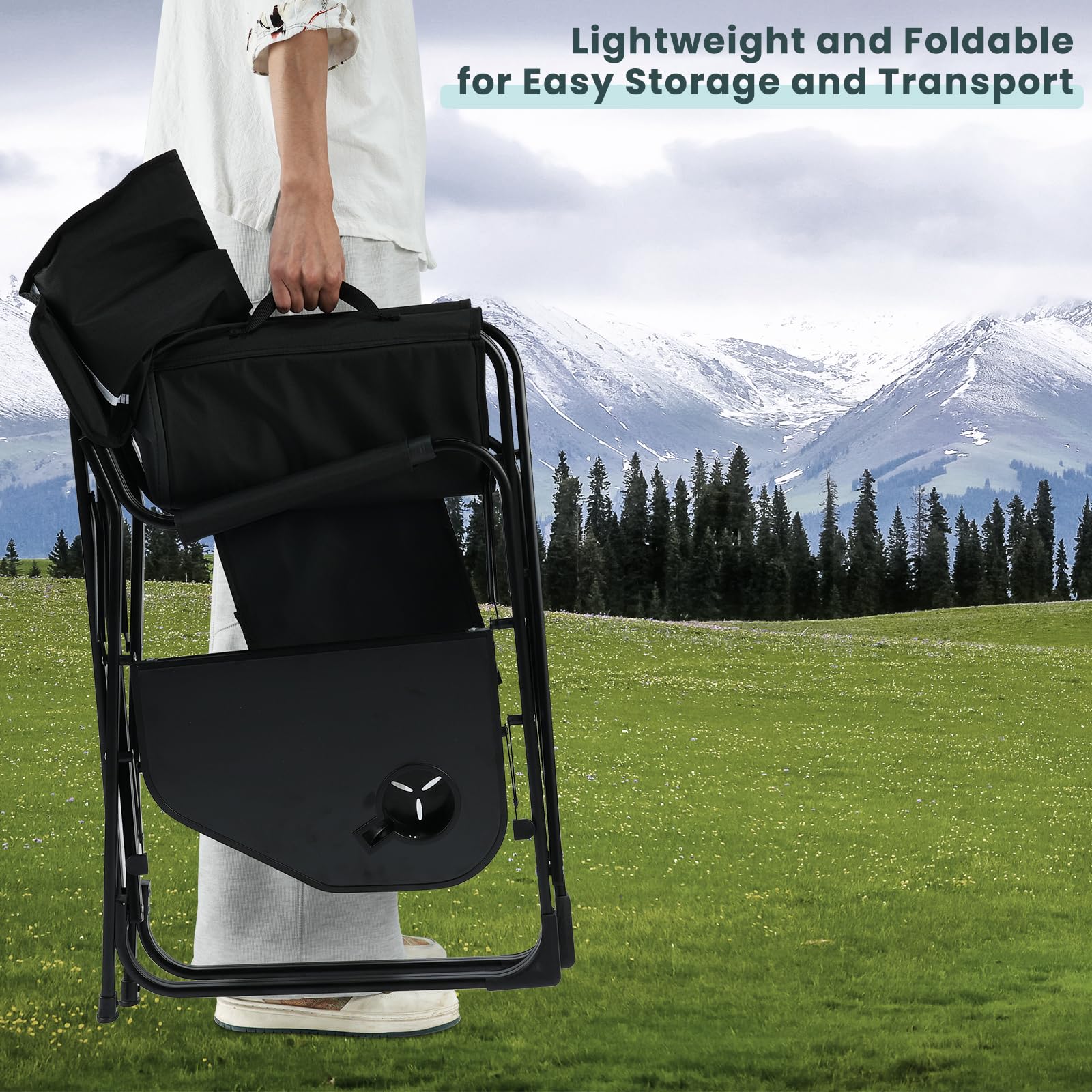 Outplea Sedie Pieghevoli Da Campeggio Ultraleggera, Sedia Da Pesca Piccolo Con Borsa Da Trasporto, Sedie Pieghevoli Portatile Da Esterno Spiaggia Giardino Picnic, Verde