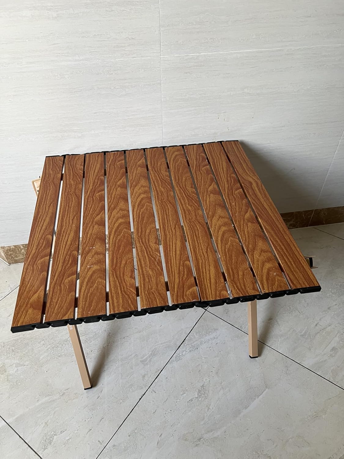 Luwalyss Outdoor Furniture Folding Camping Table with Wood Table Top, Beach Table for Sand,Prefect for Outdoor, Picnic, BBQ, Cooking, Festival