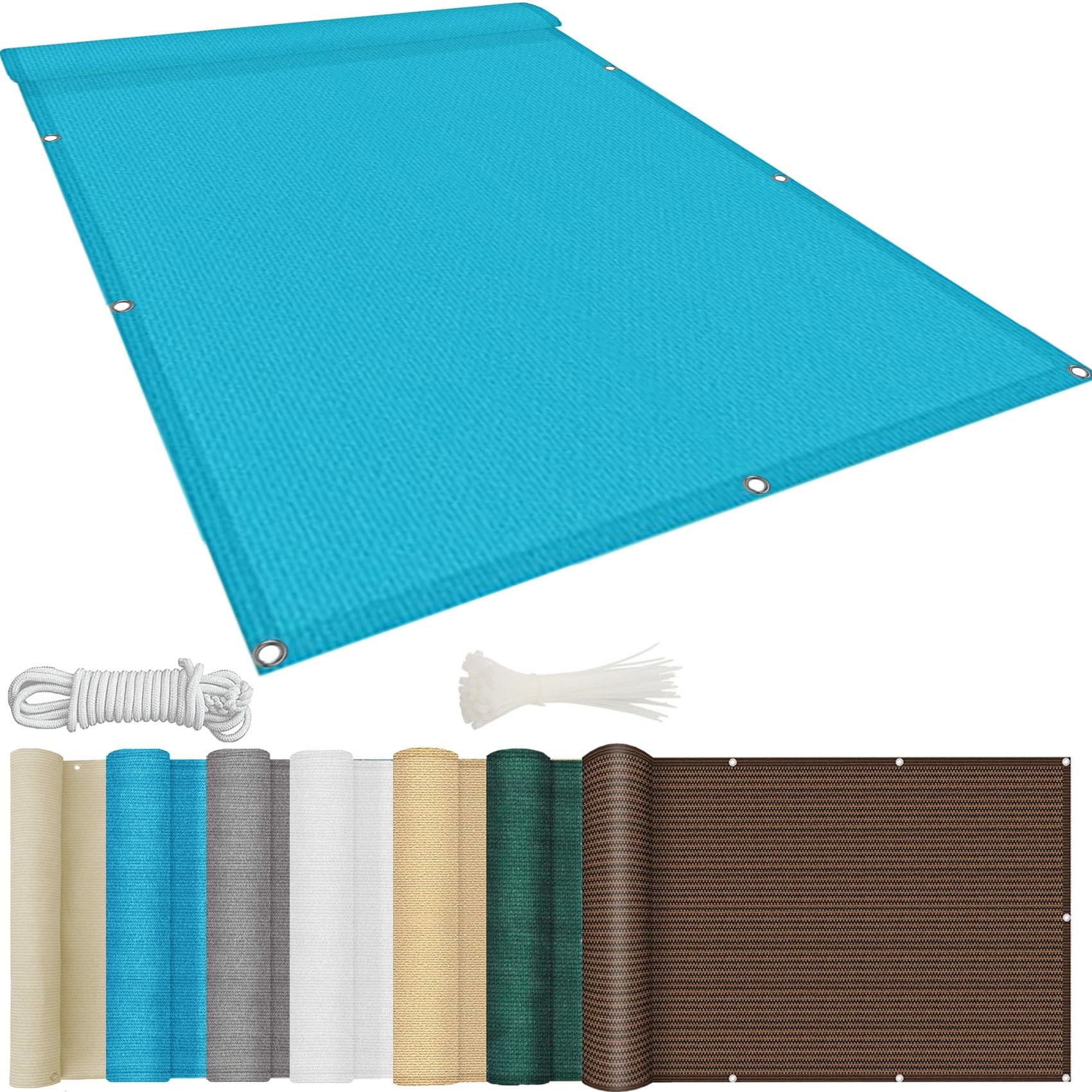 Voile d'ombrage rectangulaire 1.5x4m bleu brise-vue pour balcon