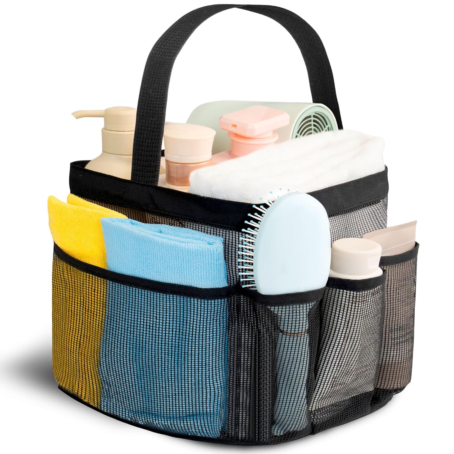 Mesh Shower Caddy Portable for College Dorm Room Essentials for Girls with 9 Pockets Large-Capacity Shower Basket Quick