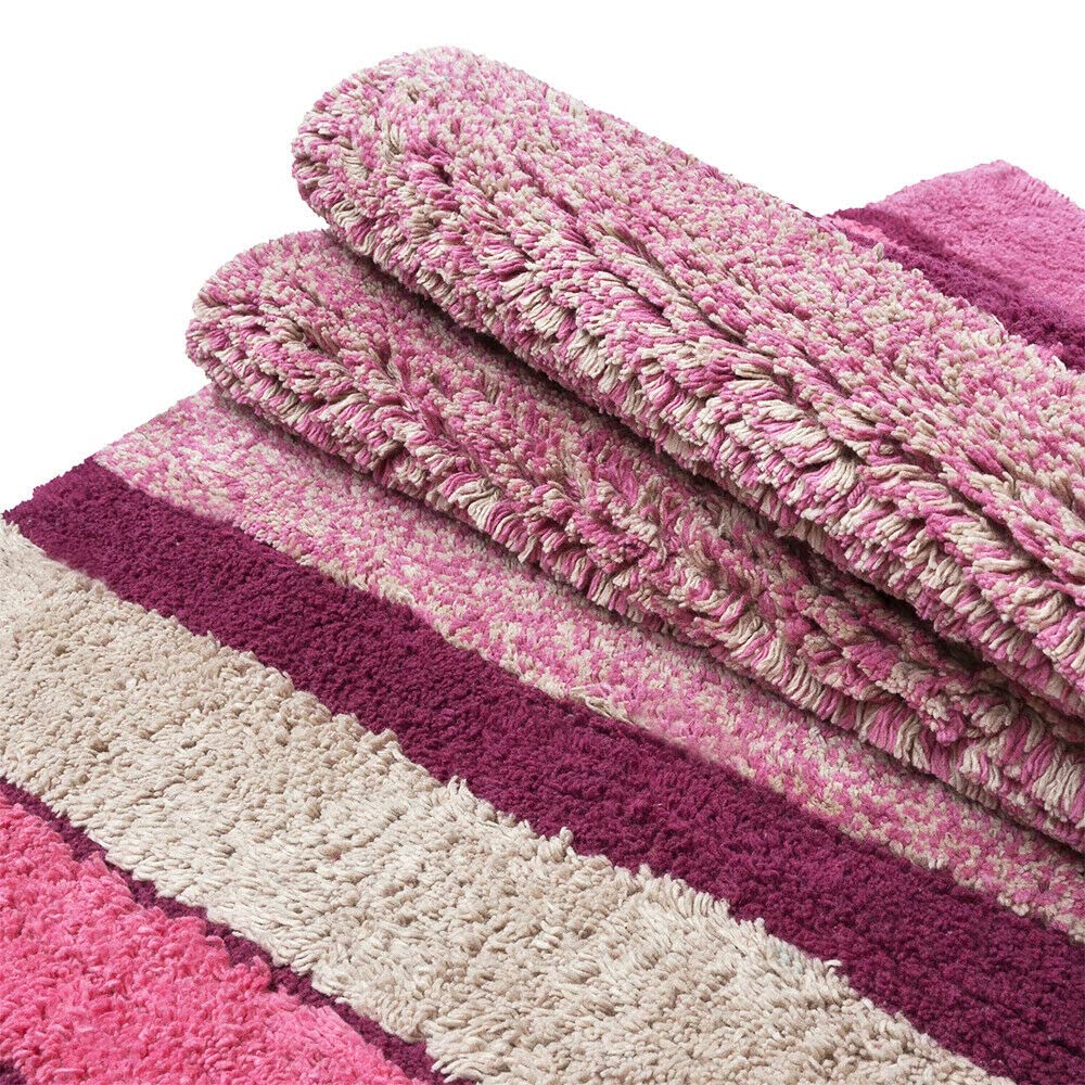 emmevi Tappeto Bagno Parure Cotone Antiscivolo Morbido Colori Vivaci mod.MERIDA SET 3 PEZZI MARRONE (C
