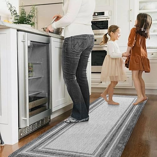 Miniatura 6 de Sungea Alfombrillas de cocina antifatiga para el suelo 2 piezas, alfombras y tapetes de cocina de espuma viscoelástica impermeables, tapete de