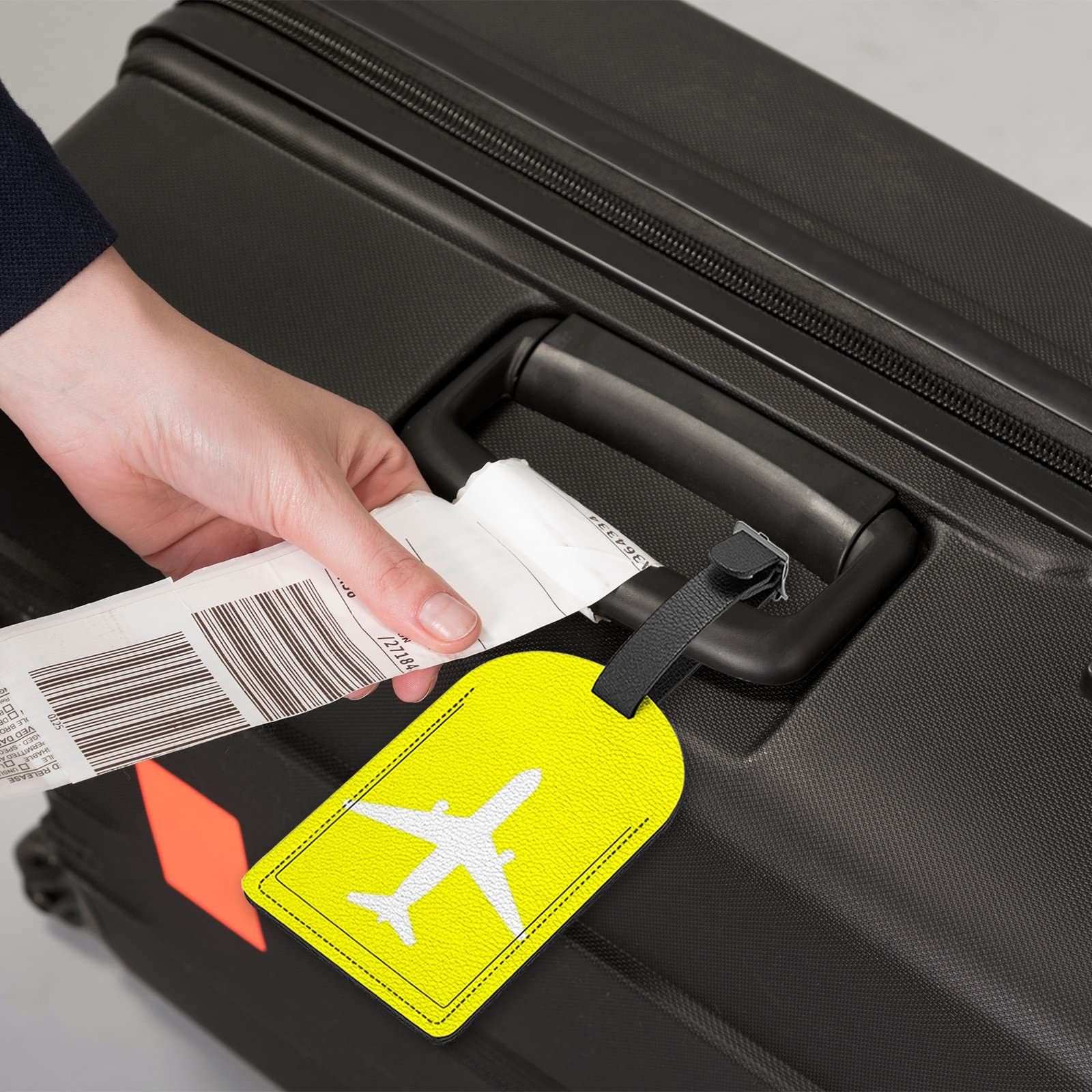 Étiquettes Bagages PVC Jaune Vif Lot De 5 - Avec Rabat Confidentialité Et Boucles Acier