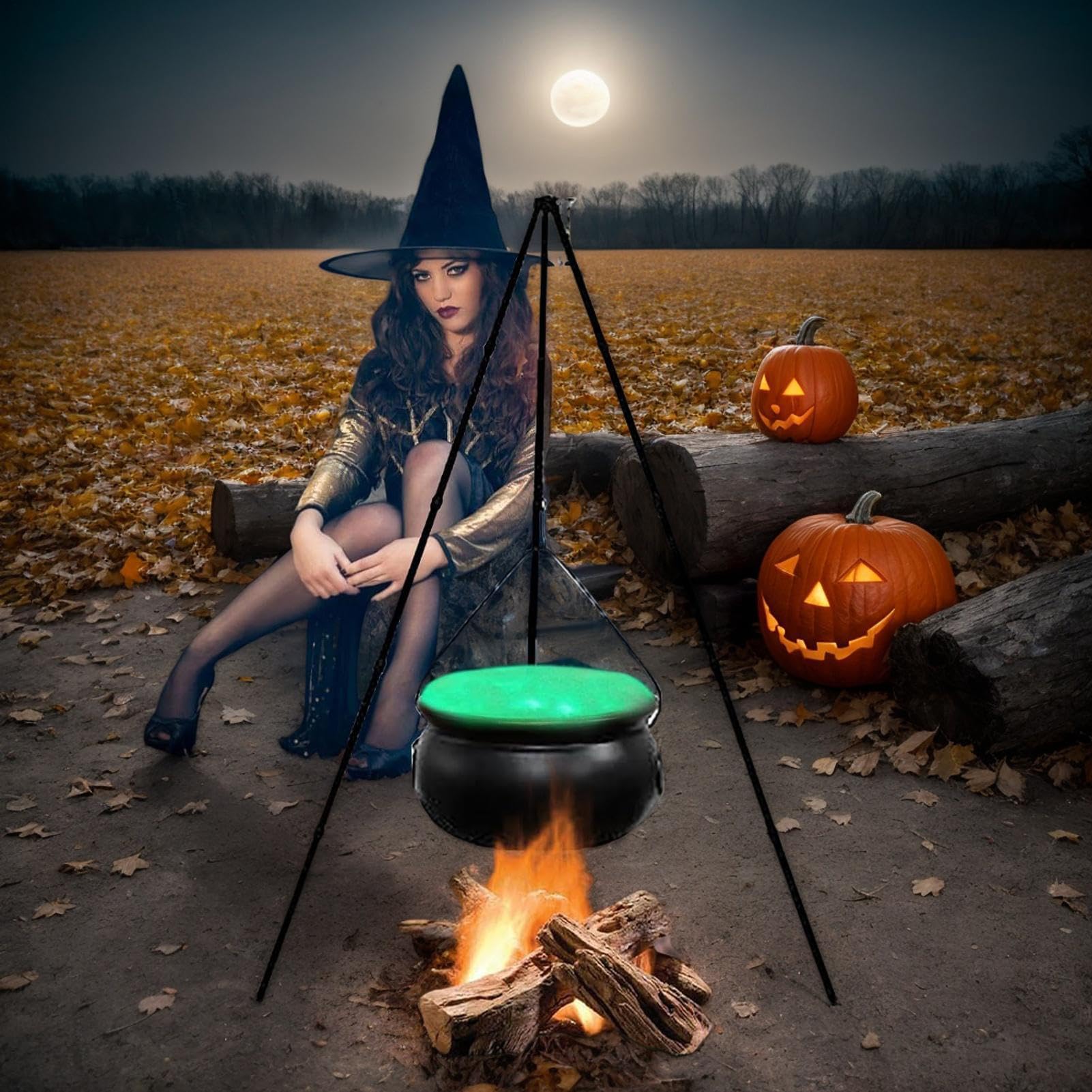 Halloweenowy Kocioł Czarownicy Pojemnik Na Słodycze Z Trójnogiem I | Garnek Czarownicy Na Patio Podwórko Trawnik Werandę Ogród Imprezę Plenerową Nawiedzony
