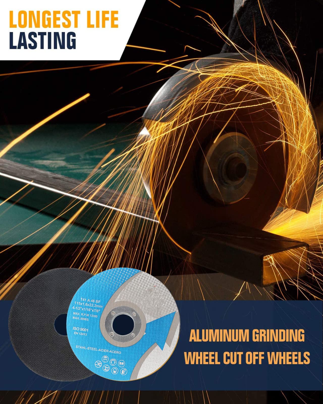 Disco De Corte De Acero Inoxidable De 115mm, Corte De Ruedas, Herramientas De Corte De Molienda Reforzada Con Fibra Para Metal, Hierro, 25 Uds.