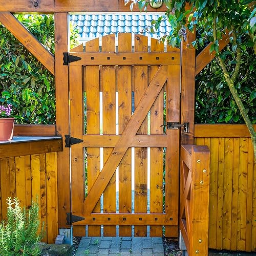 Miniatura 8 de WellMade Pestillo ornamental para puerta de pulgar y kit de manija de bloqueo automático, cerradura de puerta resistente para valla de maderavinilo,