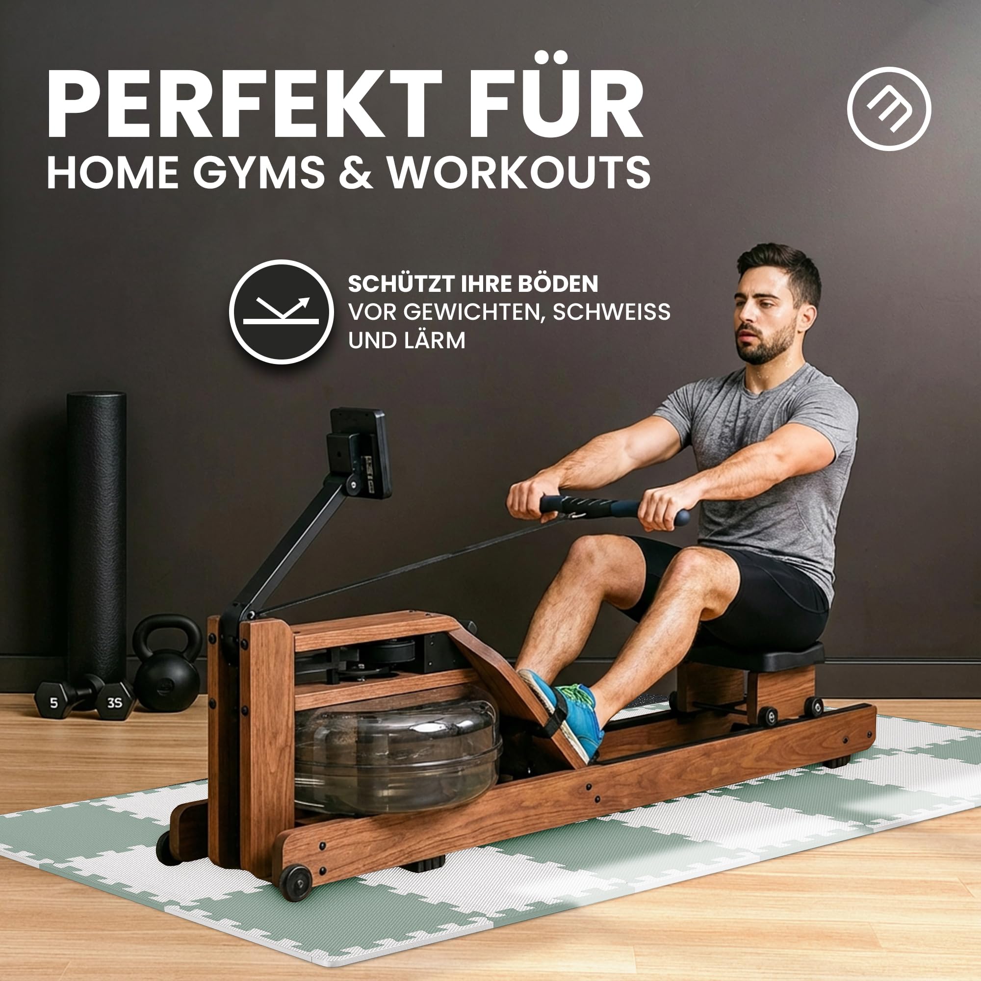 bemaxx Bodenschutzmatte Spielmatte Turnmatte Fallschutzmatte Schaumstoffmatte Yogamatte Gymnastikmatte Sportmatte Fitnessmatte Trainingsmatte Poolmatte Bodenmatte - 54 Puzzlematten, Sage Grey Duo