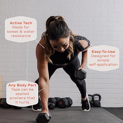 Miniatura 6 de Cinta de kinesiología atlética - Alivio del dolor muscular y apoyo articular - Algodón elástico premium - Sin látex - Resistente al agua - Gimnasio