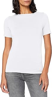 VERO MODA VMPANDA Women's Plain Stretch T-Shirt Basic Top Short Sleeve Top with Boat Neck