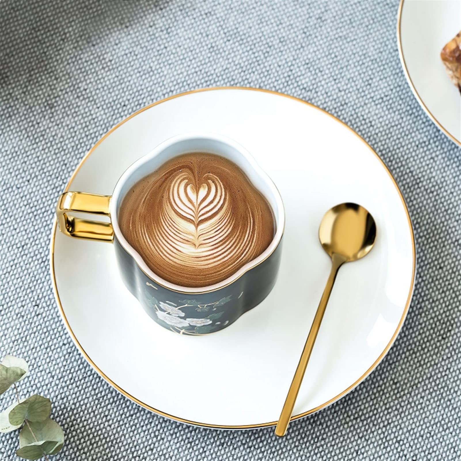 Juego de Tazas de café Juego de 3 Tazas de café de cerámica de Gran tamaño Restaurante Porcelana Tazas apilables Platillos Café Latte Estilo Chino y té Tazas ne