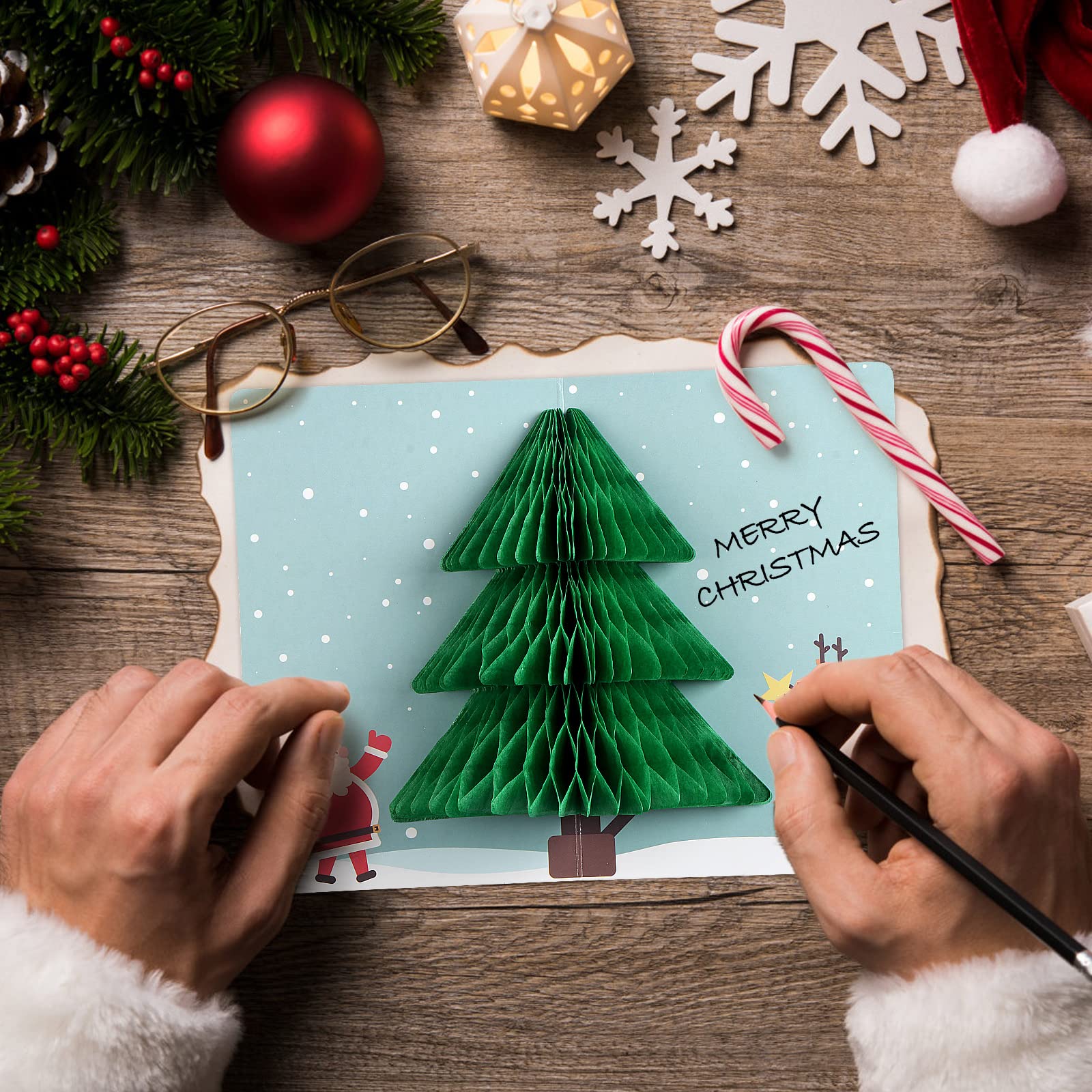 Christmas Cards Pack 6PCS, 3D Pop Up Christmas Card with Envelope, Funny Kids Greeting Cards Gifts, Luxury Gift Card - Image 2