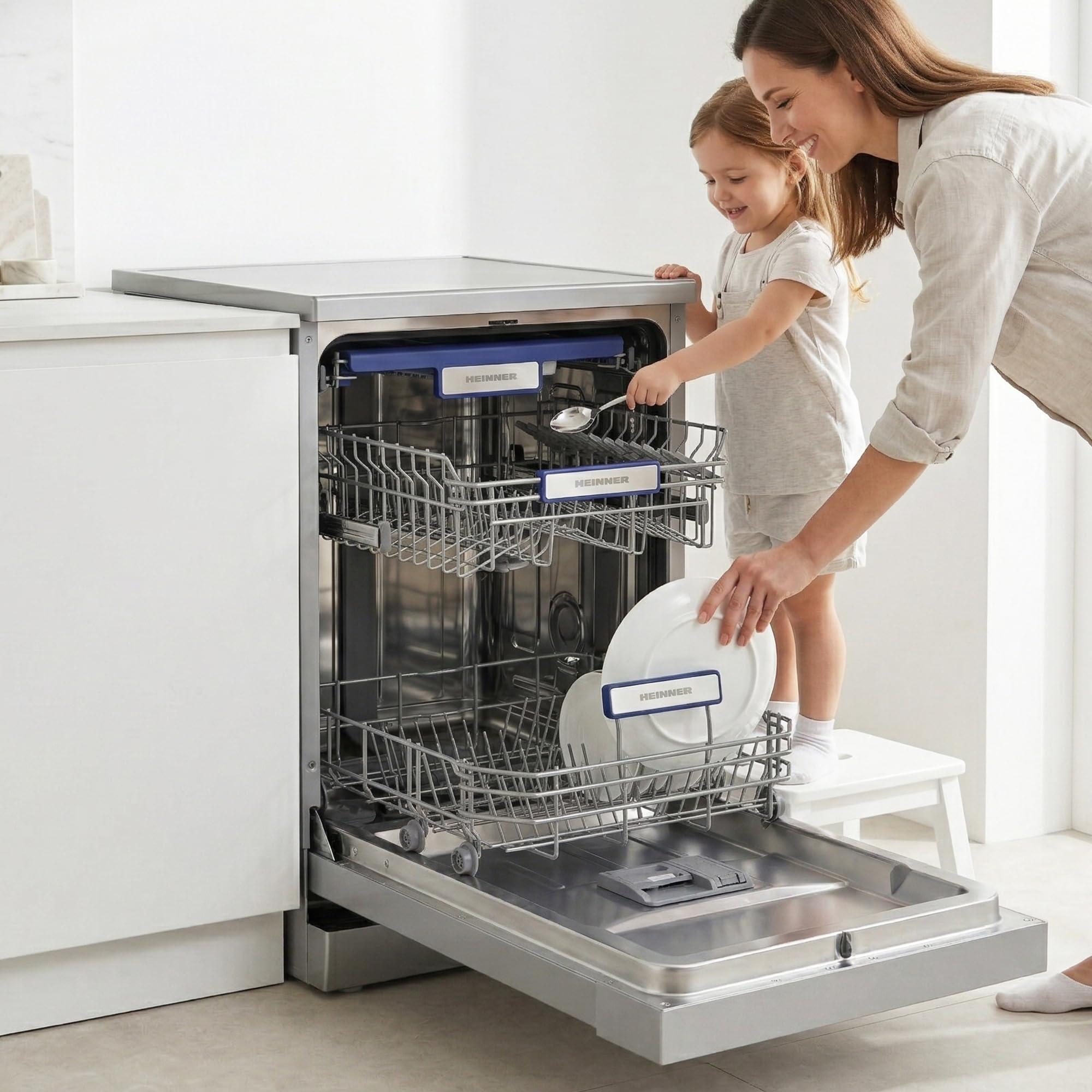 Geschirrspüler 45 cm freistehend, 10 Maßgedecke, 7 Programme inkl. ECO & Auto-Türöffnung, Startzeitvorwahl 1-24h, Kindersicherung, Energieklasse D, Anthrazit, HDW-FSM45710AXD+++