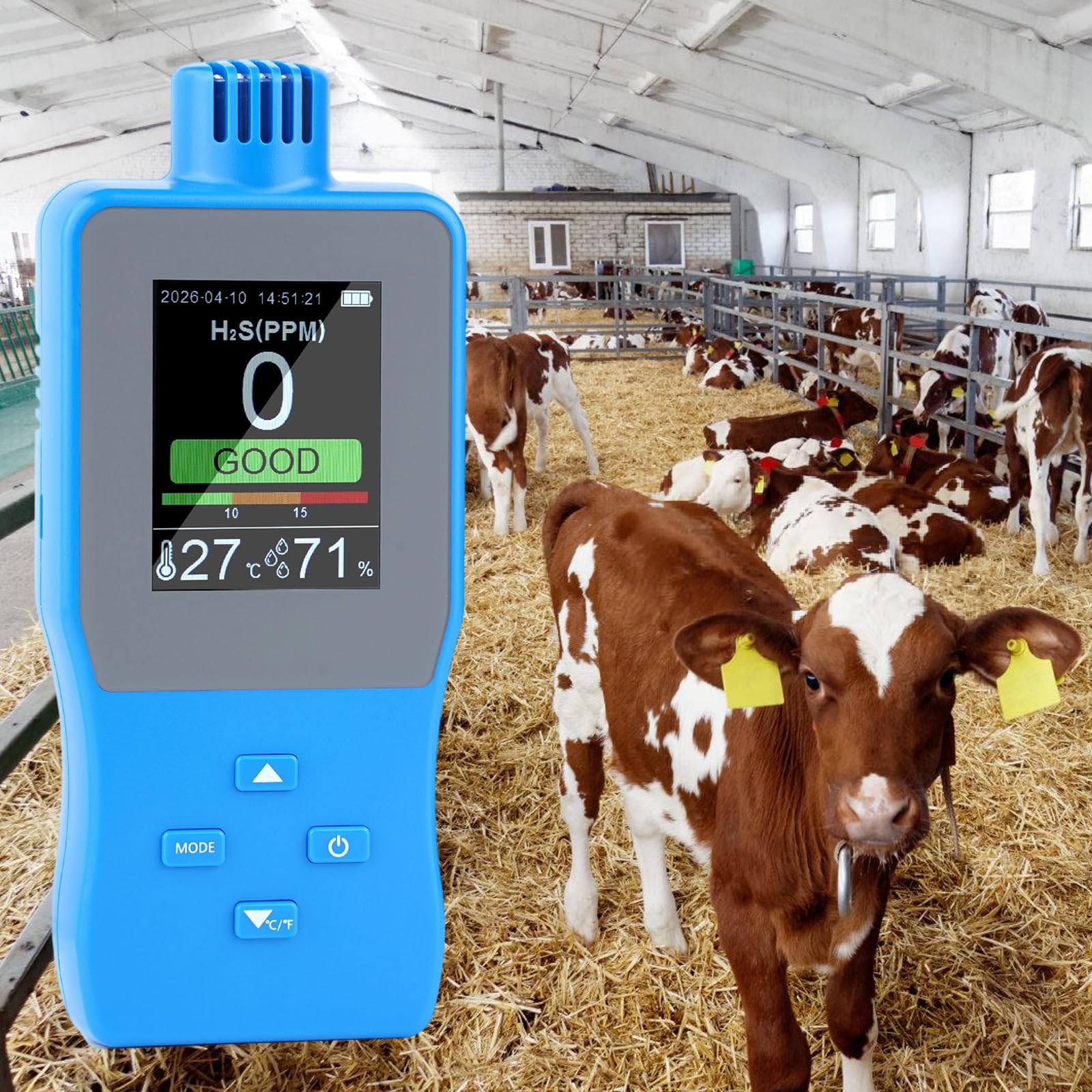 Monitor multifuncional para sulfuro de hidrógeno en refinación de petróleo y mantenimiento de tuberías en lugares de trabajo, instrumento de detección ambiental y de trabajo