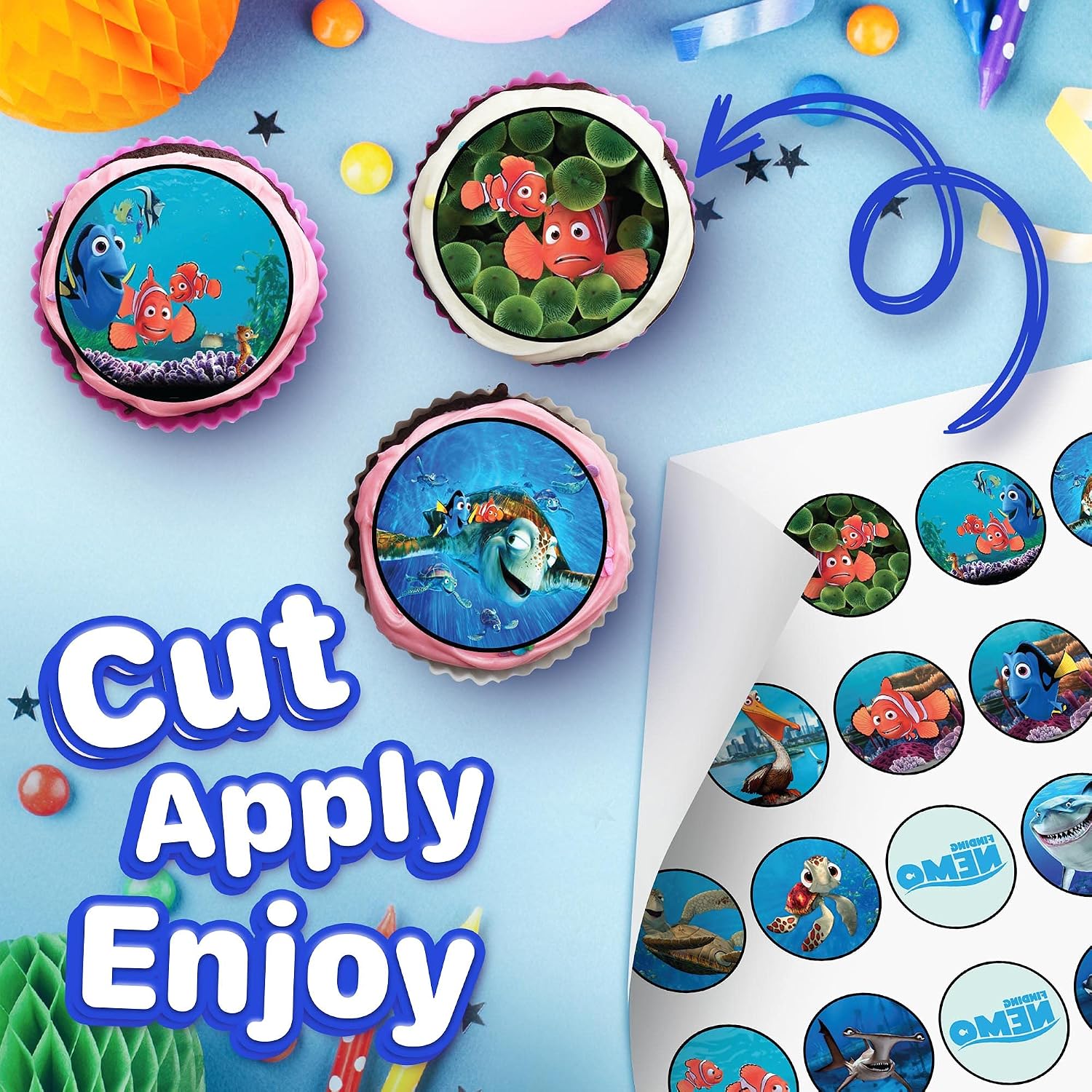 30 x Edible Cupcake Toppers – Ocean Explorer Inspired Collection of Edible Cake Decorations | Uncut Edible on Wafer Sheet
