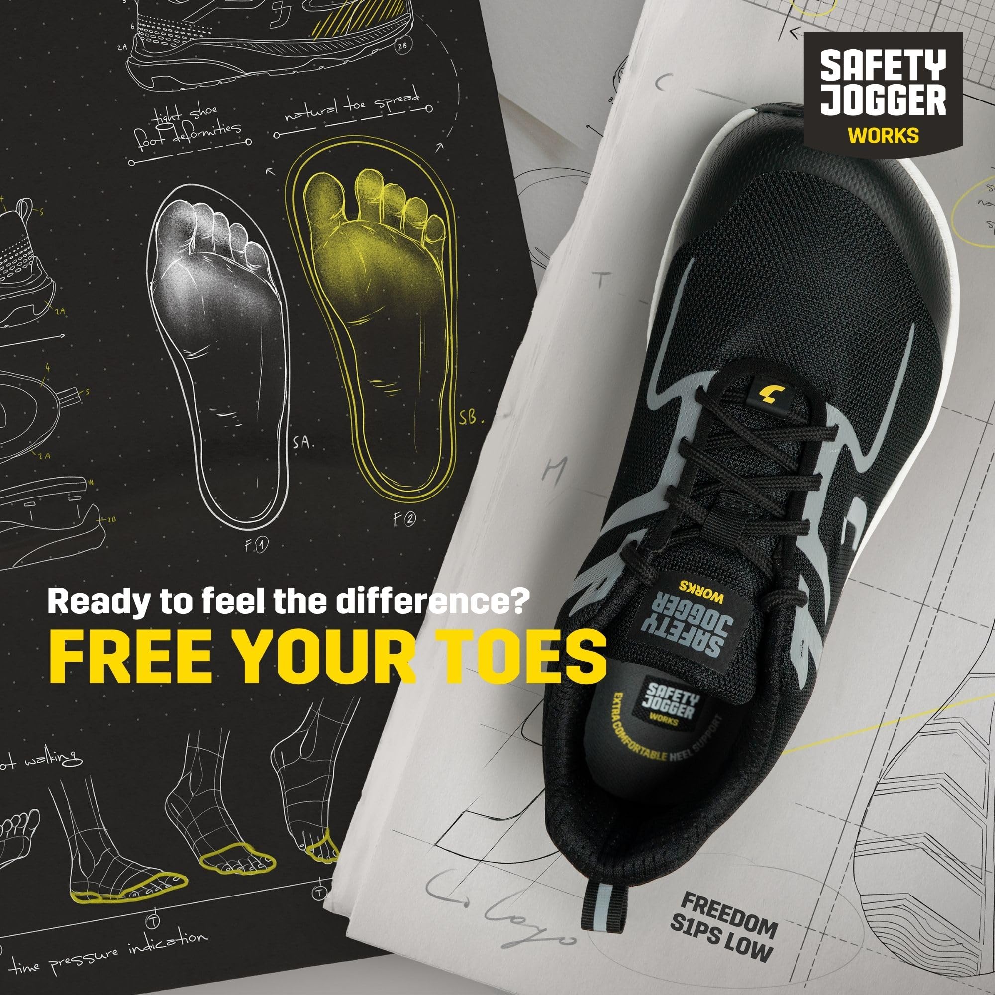 SAFETY JOGGER Freedom S1PS Low - Zapatillas de seguridad unisex sin metal ESD S1 PS