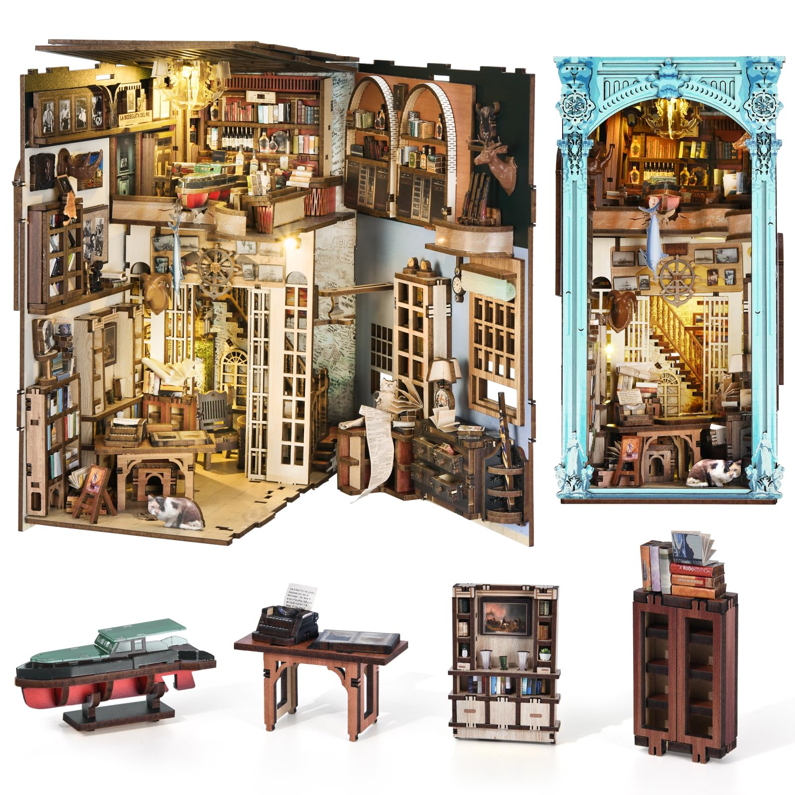 Minicity Book Nook Kit, DIY Dollhouse Booknook