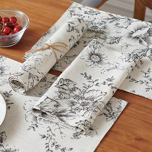 Miniatura 6 de JINCHAN Juego de 4 manteles individuales texturizados de arpillera, manteles individuales de tela rústica, manteles individuales de tela duradera