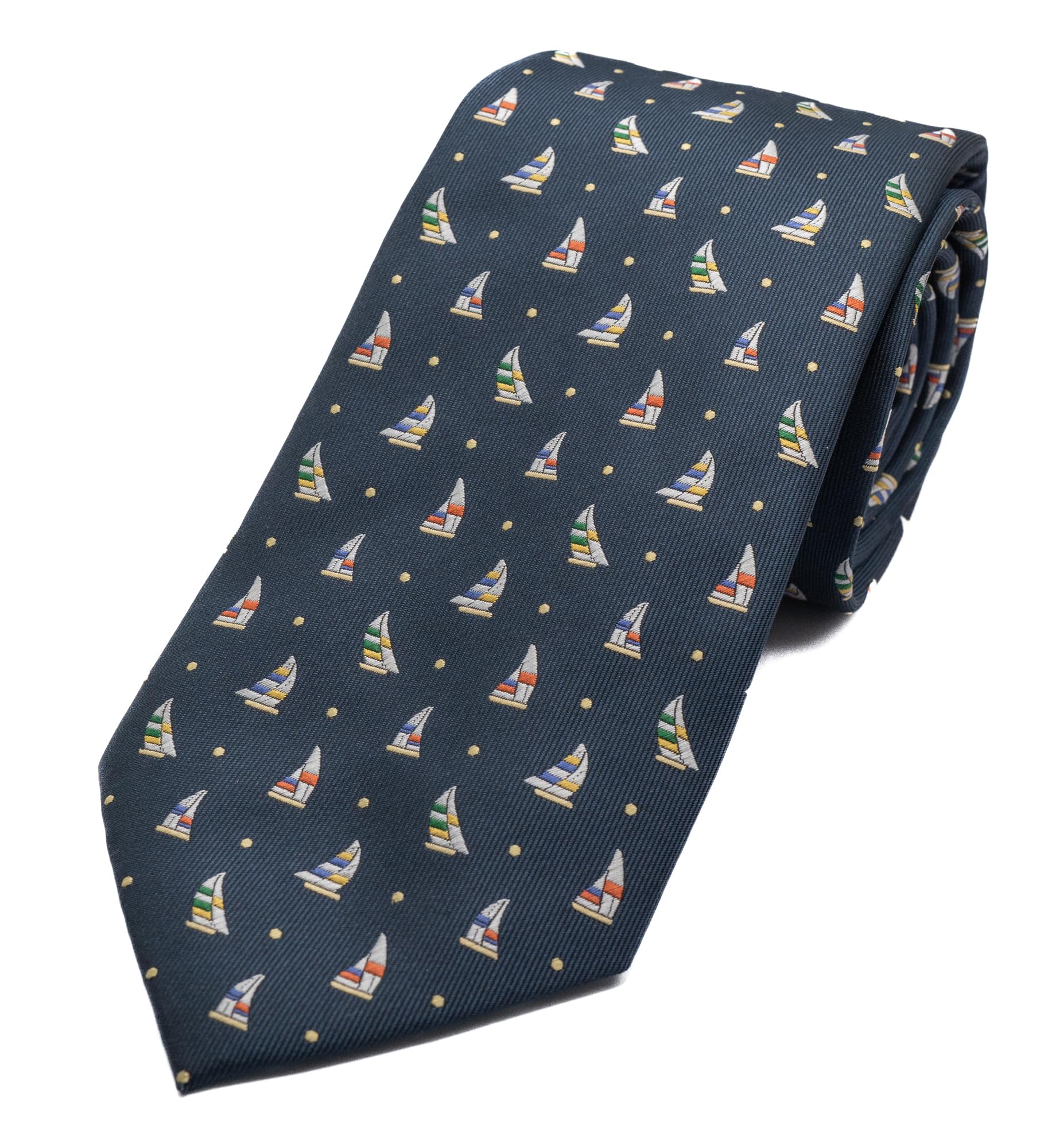 The Tie Studio Navy Tie Studio Polyester Tie - Sailing Boats (963P)