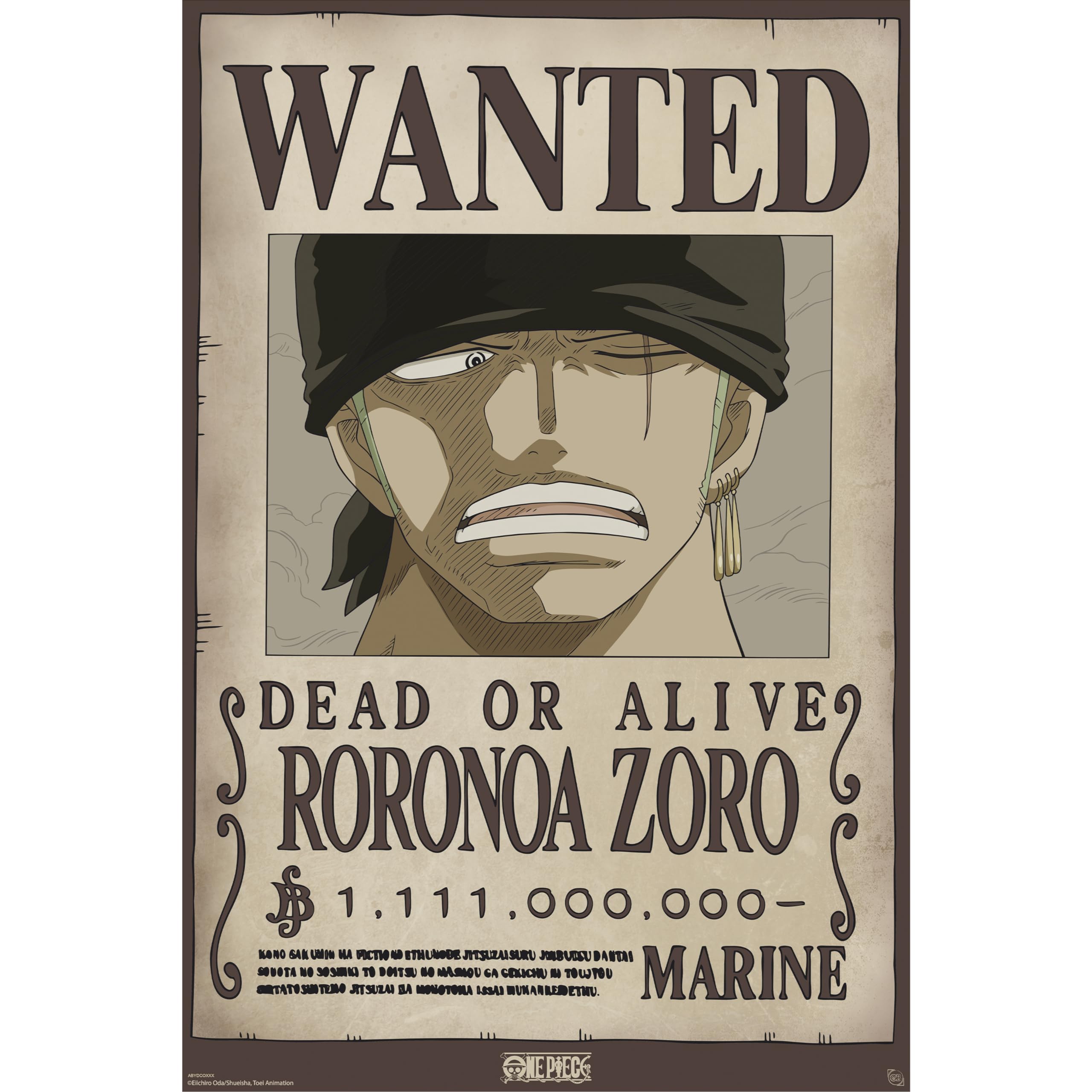GB Eye – Poster ONE PIECE Chibi Wanted Zoro Wano – Official Product – Size 52 x 38 cm – High Quality Laminated Paper – Prime Pirate Poster