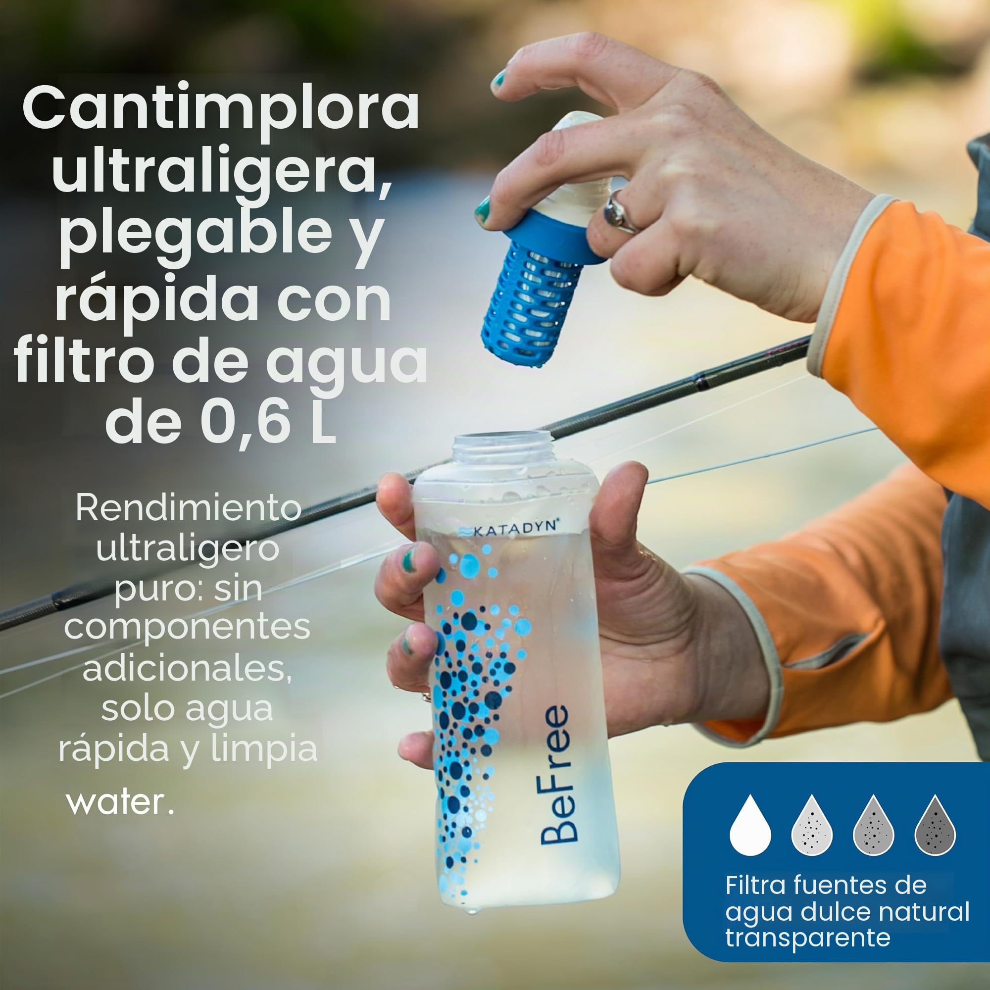Katadyn BeFree - Filtro de agua de 0,6 L, flujo rápido, membrana EZ Clean de 0,1 micras para deportes de resistencia, camping y mochileros