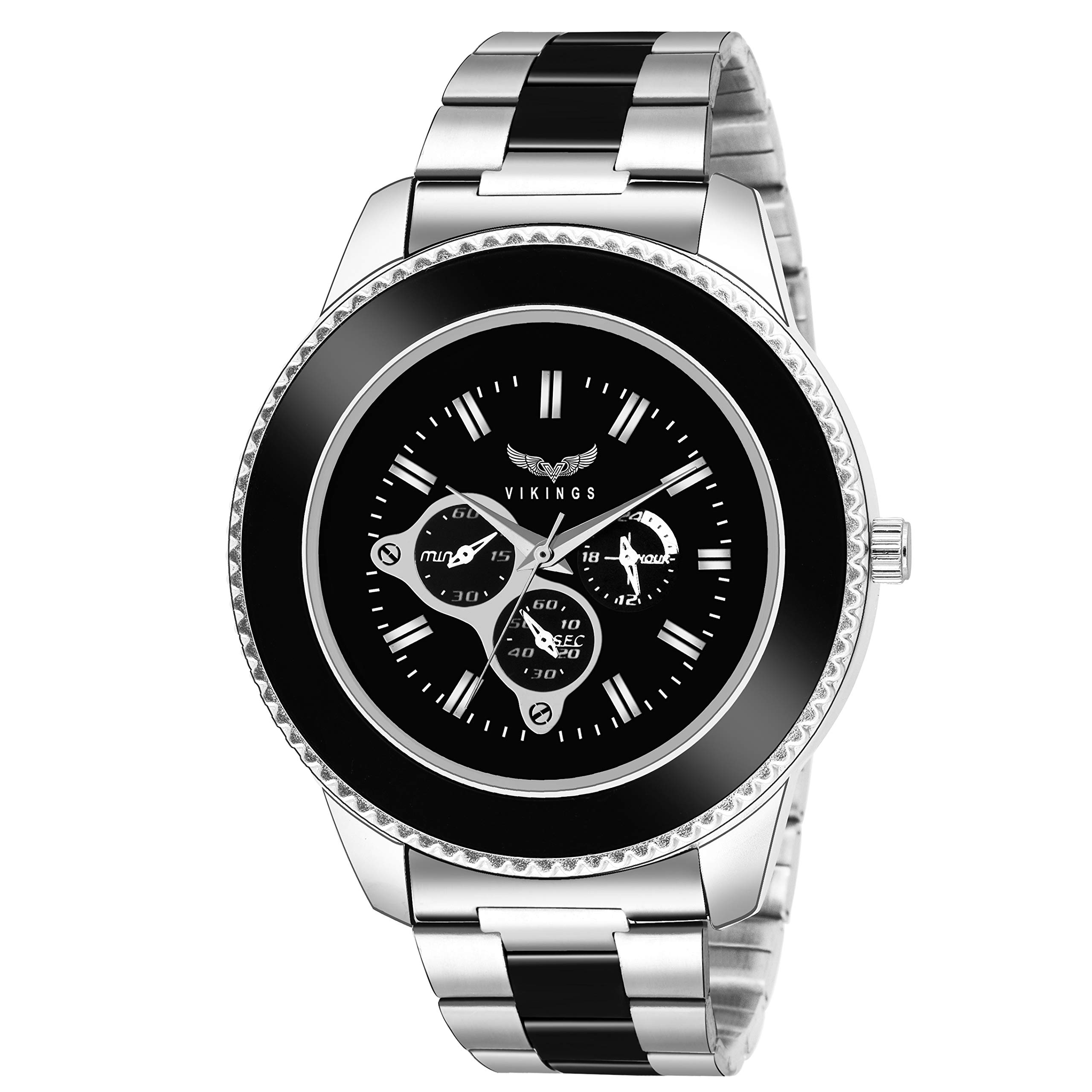 VIKINGS VR-GR130-SLV-BLK-CHN Unique Designer Watch for Mens (B073VNB418) Amazon Price History, Amazon Price Tracker