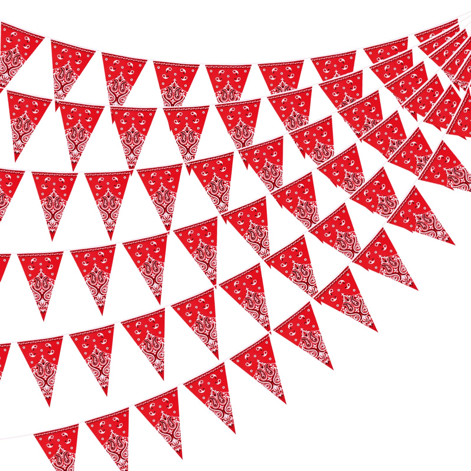 Adecortalk 6 Pack Western Cowboy Party Decorations Red Bandana Pennants Banner Wild West Decor Western Theme Bunting Flags for Birthday Baby Shower