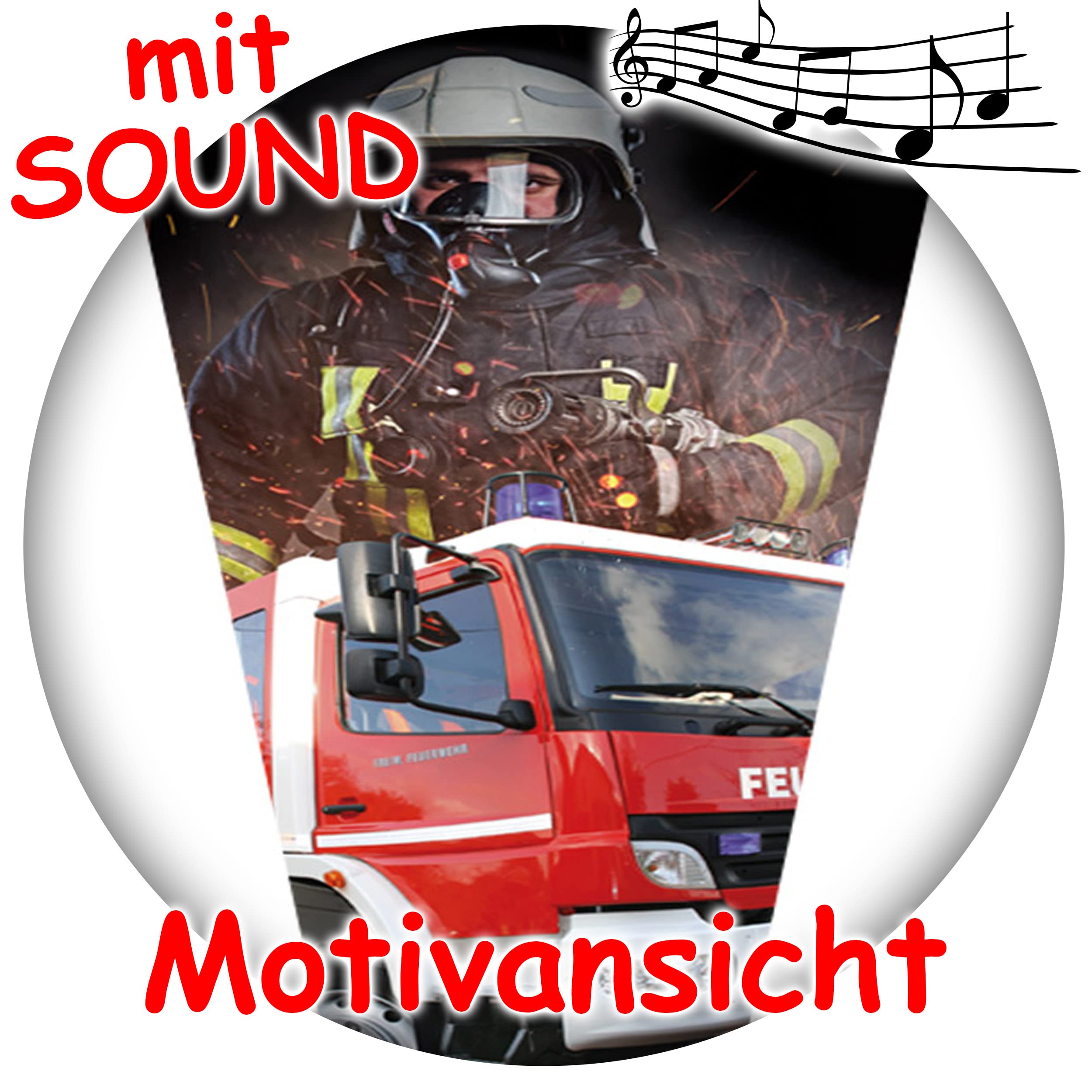 alles-meine.de GmbH mit Geräusch & Sound Modul ! Schultüte - Feuerwehr & Feuerwehrmann 70-85 cm Größe wählbar inkl. komplette Füllung + Name + Bänder Schleife + Kunstst..