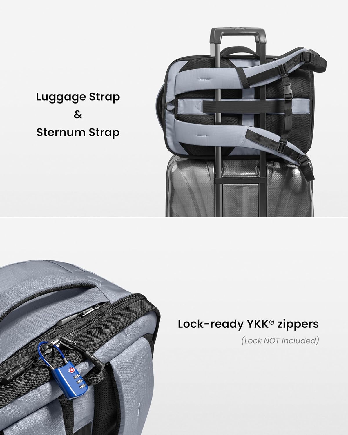 tomtoc Travel Backpack 40L, TSA Friendly Flight Approved Carry-on Luggage Hand Water-resistant Lightweight Business Rucksack, Durable Large Weekender Bag Daypack Fits 17.3 Inch Laptop - Image 9