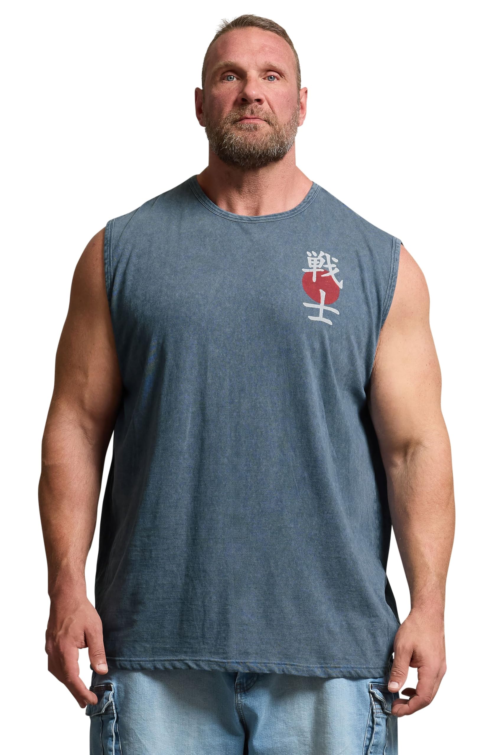 BadRhino Big & Tall Acid Wash Japanese Skull Graphic Vest - Men's - Plus Size Curve