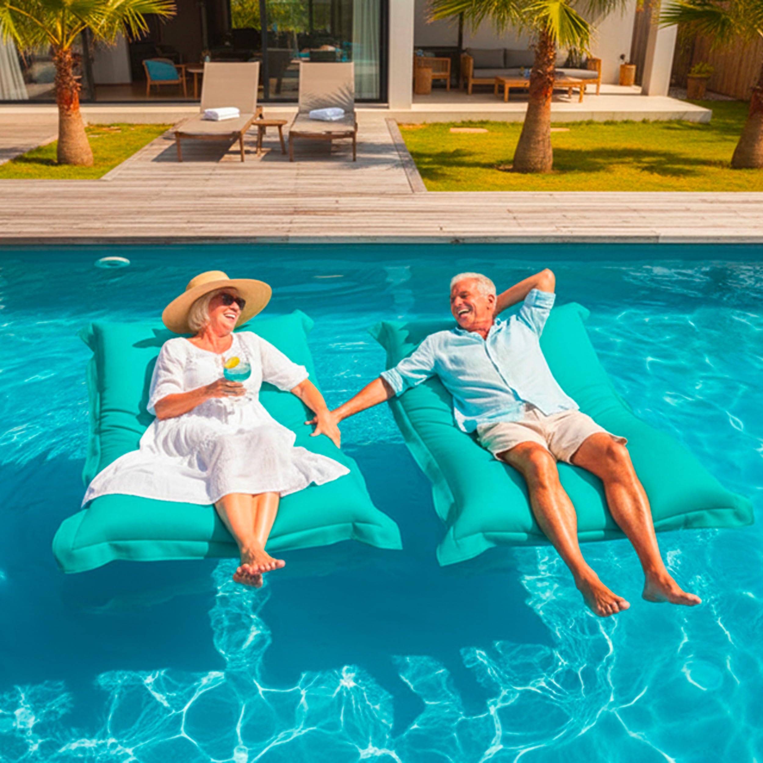 LiveDeco - Puf Gigante XXL Desmontable, Flotante para Piscina, Turquesa Pool BiG52
