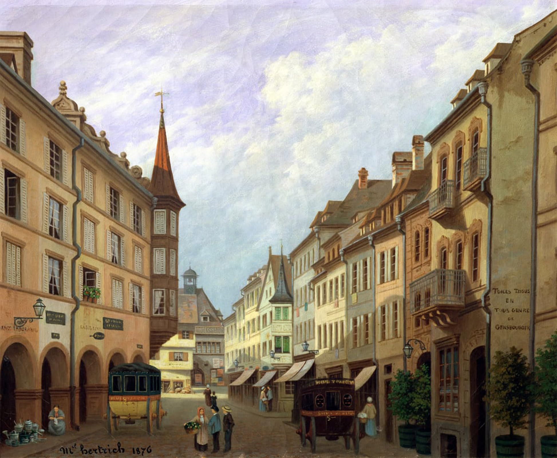 Cuadro pintura al óleo de Las Arcadas Grand Rue para decoración de comedores y salones 5
