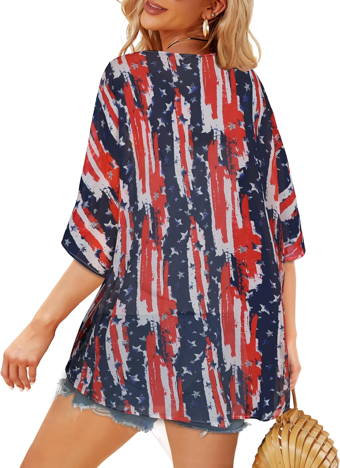 Women's Floral Print Puff Sleeve Kimono Cardigan Loose Cover Up Casual Blouse Tops 2026 thumbnail