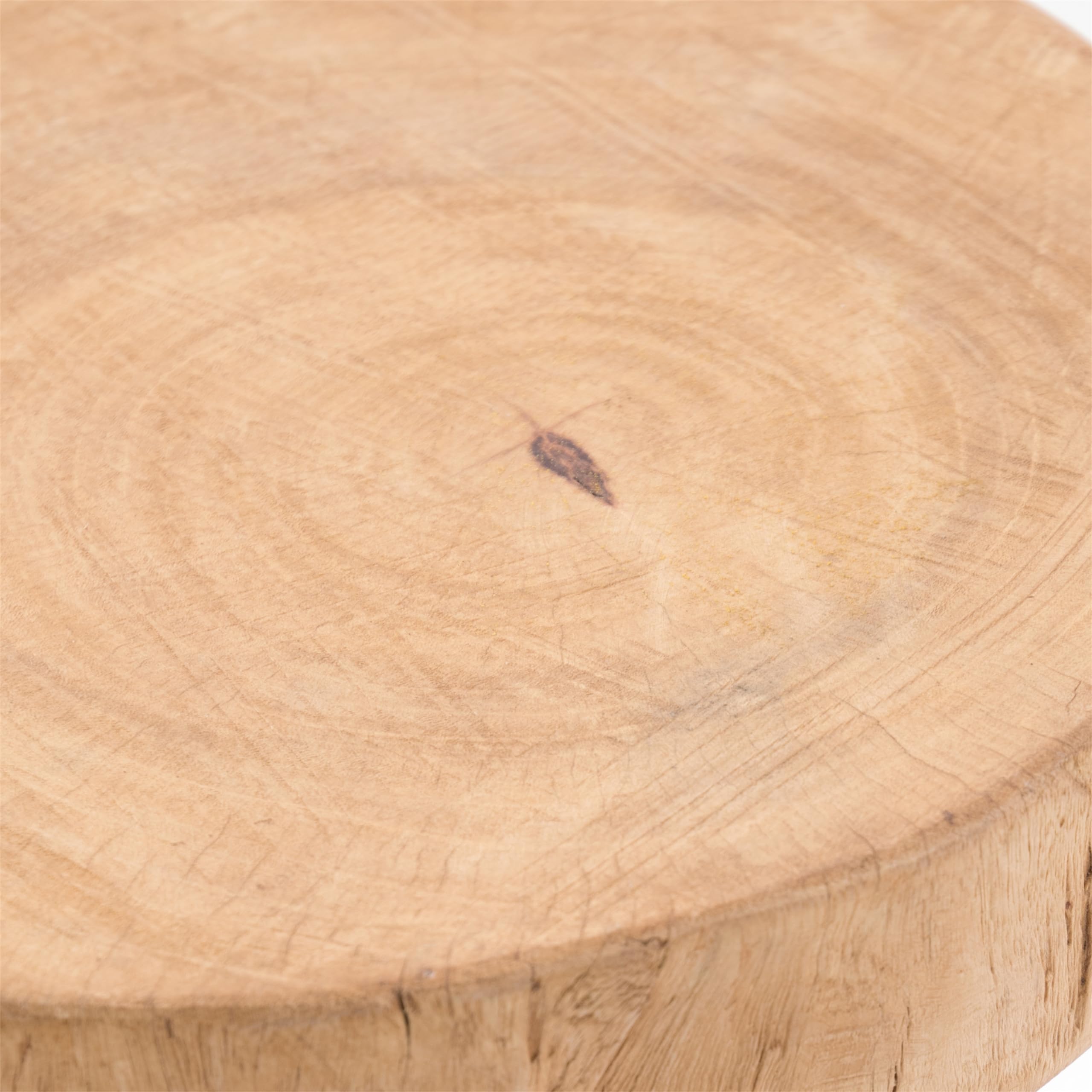 DESIGN DELIGHTS Sgabello Rotondo in Legno Pinto, Teak, Rustico, per Piante e Fiori, con Seduta, 50x30x30 cm