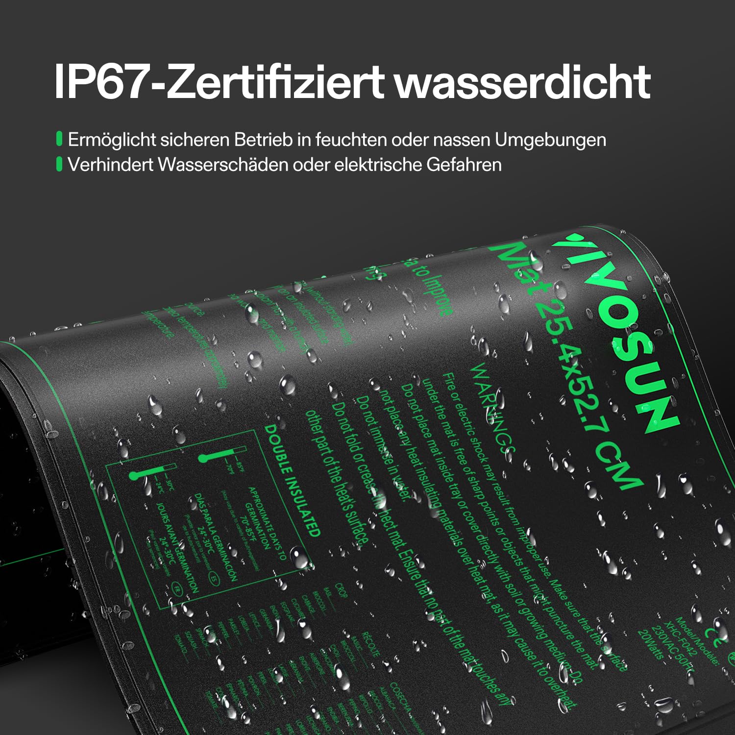 VIVOSUN Heizmatte mit Digitalem Thermostat 25,4x52,7 cm, UL & MET Zertifiziert, Wärmematte für Keimung, Zimmerpflanzen, Hydrokultur und Gewächshaus