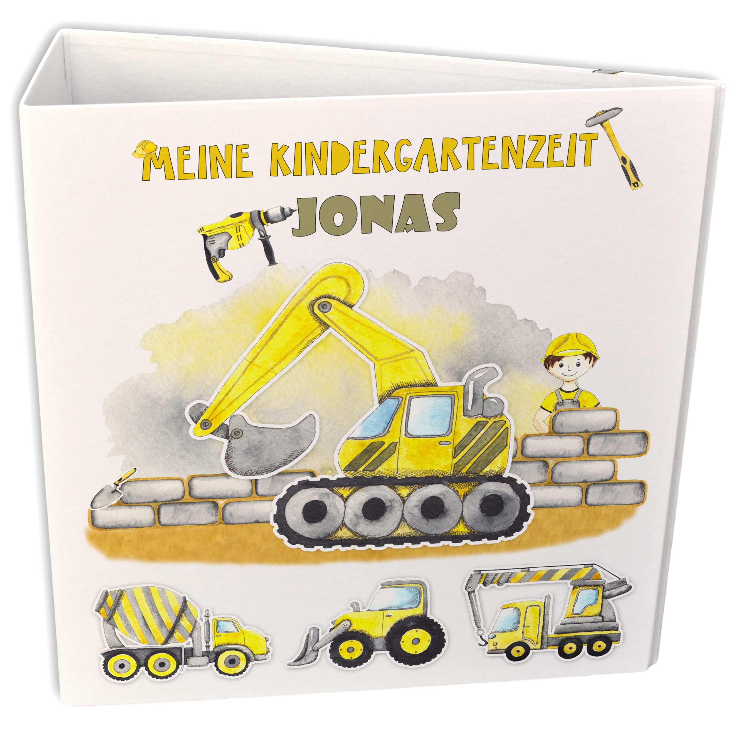 Ordner Bagger, Kindergartenordner A4, Aktenordner personalisiert, Portfolio Kindergarten personalisiert, Krippenordner Portfolio, Motivordner Bagger, Ordner mit Namen Kinder, Feenstaub