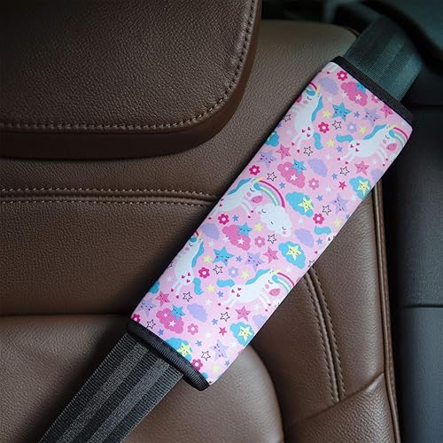 Miniatura 3 de YR Funda de cinturón de seguridad para niños suave y cómodo cojín para cinturón de seguridad para niños lindo patrón de dibujos animados para niñas