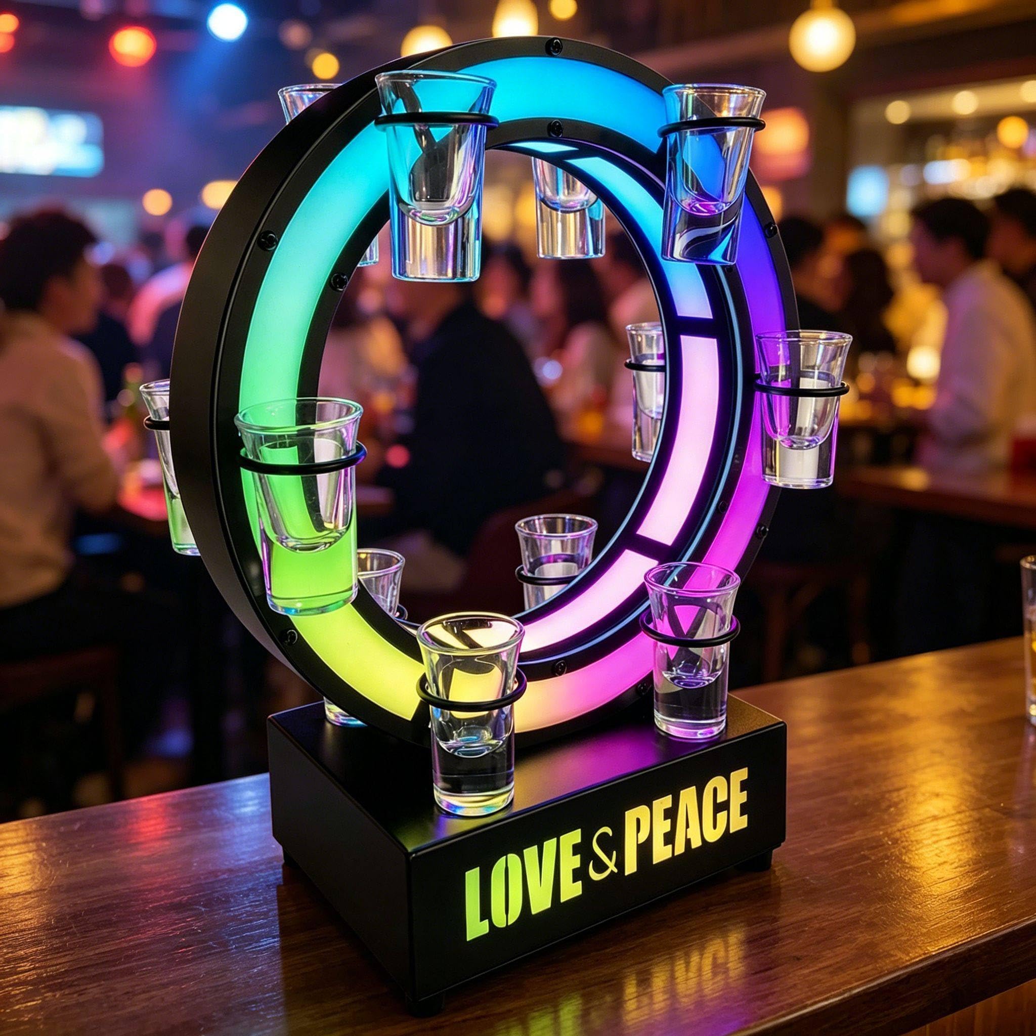richigblosmum Glowing Shot Glass Stand, LED Metal Wine Rack, Multi-Level Bar Organizer, Rechargeable for KTV, Parties, and Home Entertainment 12holes