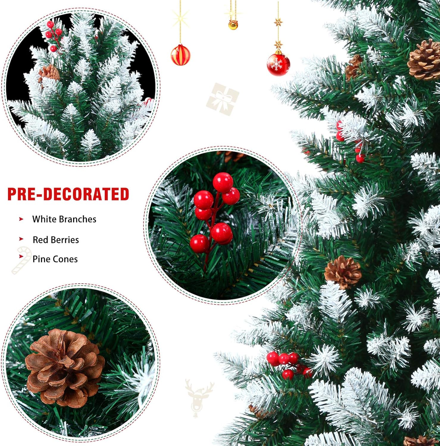 Authentic Crazy Deals Kazeila 6ft Artificial Christmas Tree with Pine Cones and Red Berries,Premium Christmas Decorations,Easy Assembly,Foldable Meal Stand Creative Product Kazeila 6ft Artificial Christmas Tree with Pine Cones and Red Berries,Premium Christmas Decorations,Easy Assembly,Foldable Meal Stand