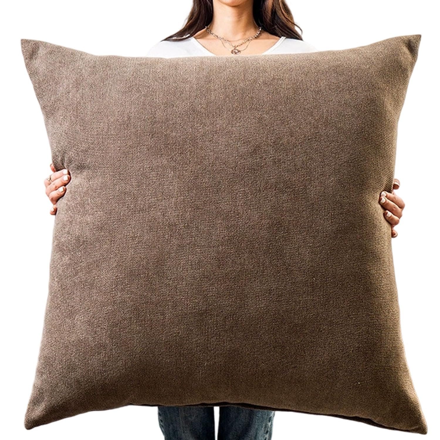 uyeoco Super King Size Cushion Covers 45x45 50x50 60x60 55x55 50x70 Rectangular/Square Extra Large Pillow Cases with Invisible Zipper Decorative pillowcases for pillows(Camel,60x60cm)
