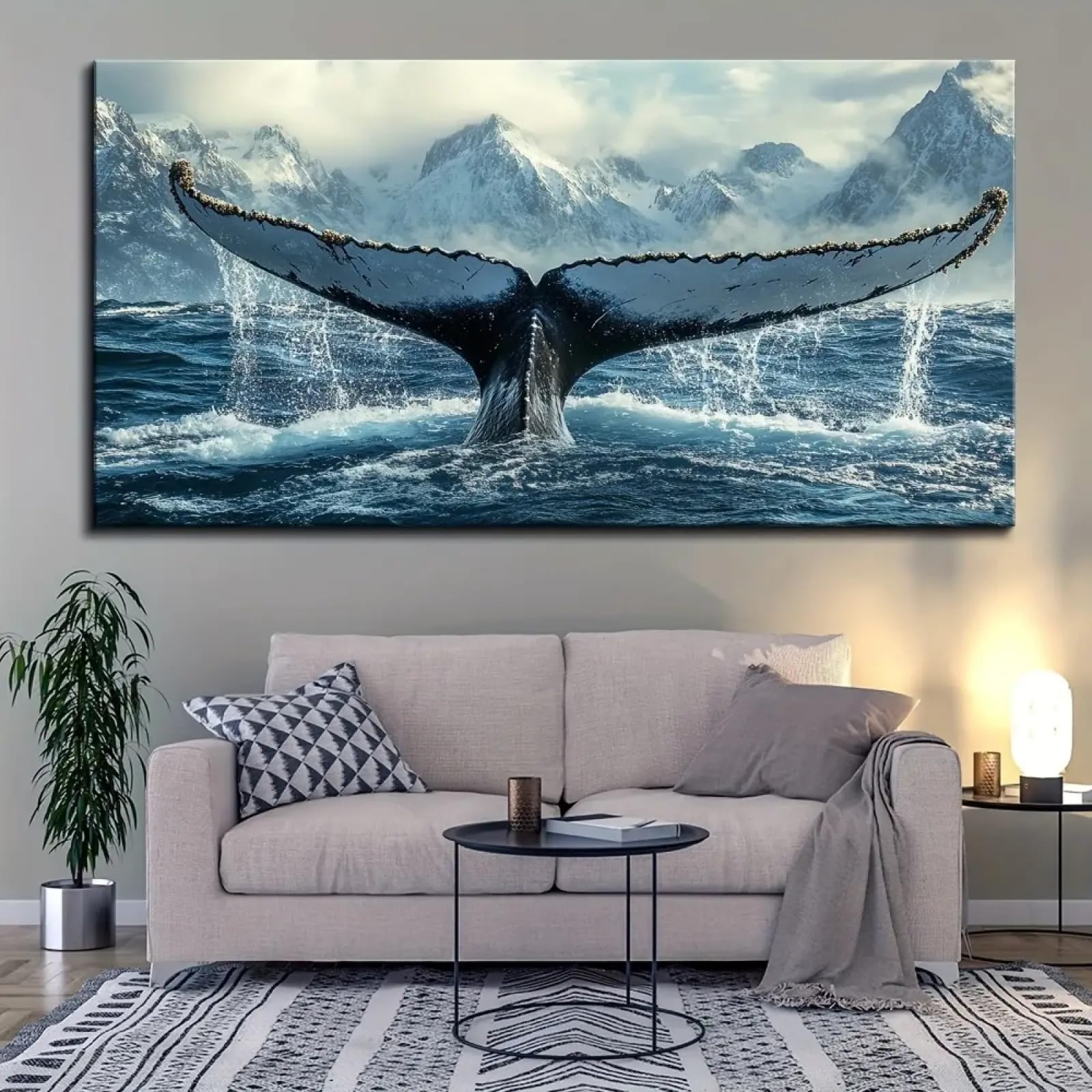 Toile murale queue de baleine grand format pour affiche salon moderne - 8