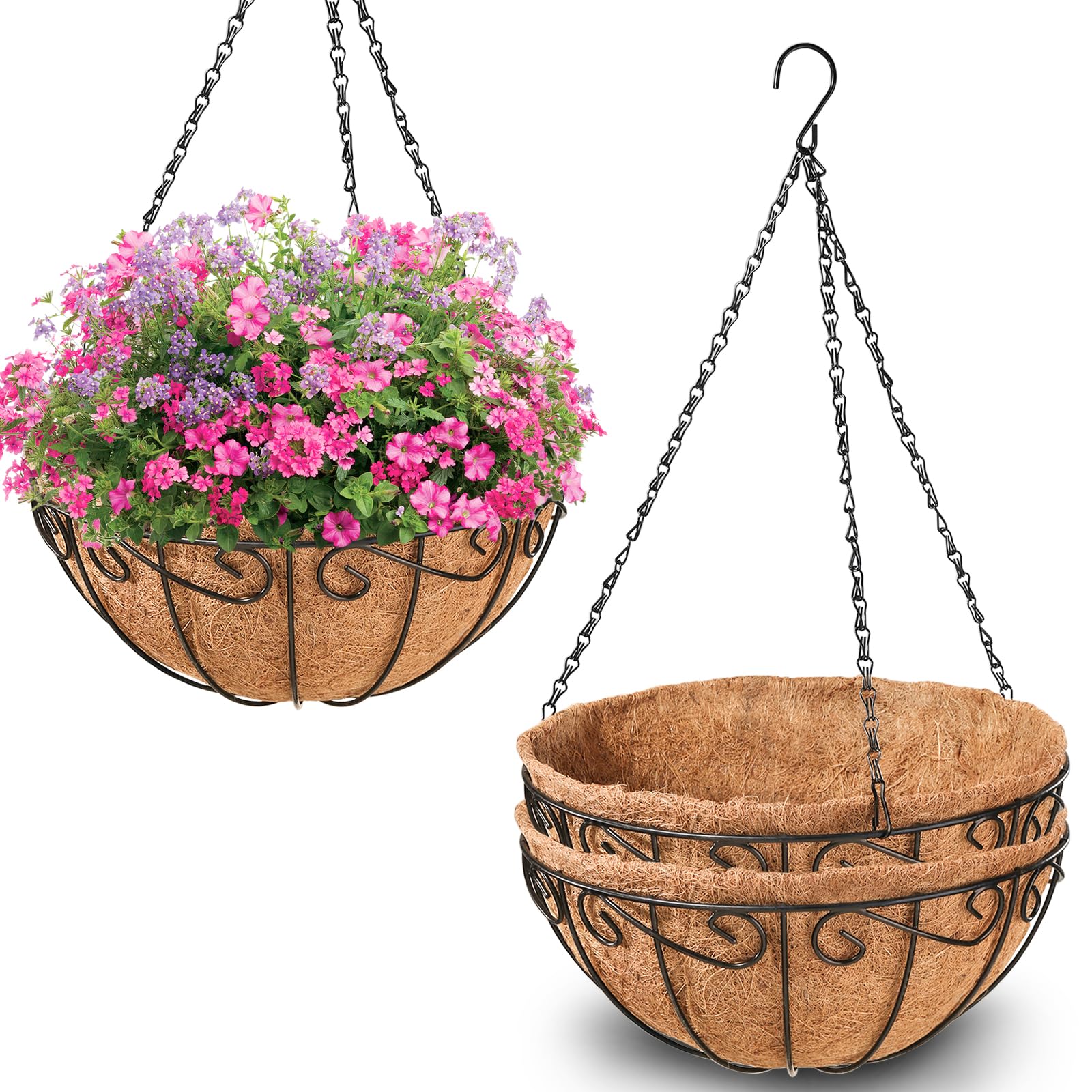 Legigo 3 Pack Metal Hanging Basket with Coco Coir Liner