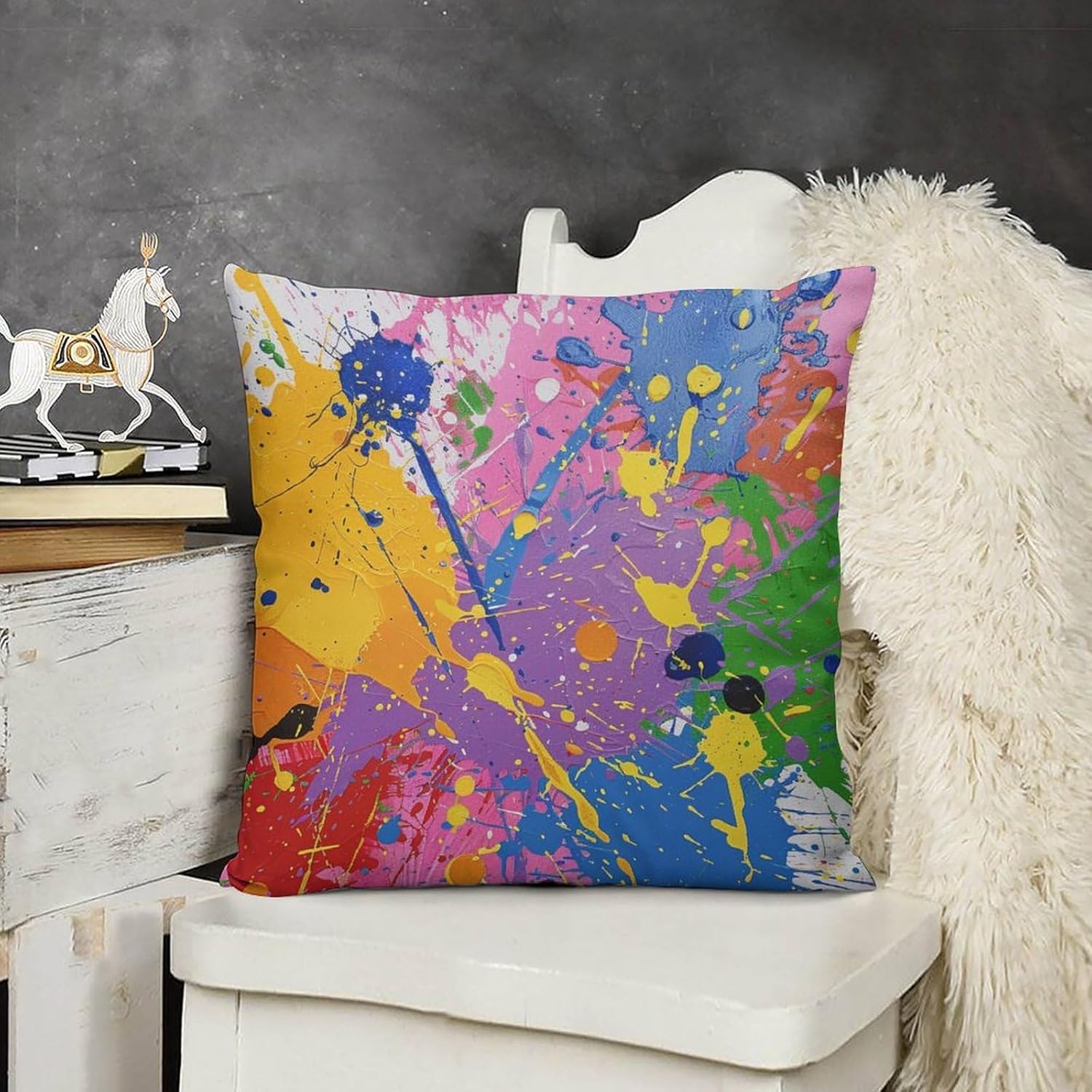 HighonHi Pillow Protector Fun Funky Summer Colors Paint