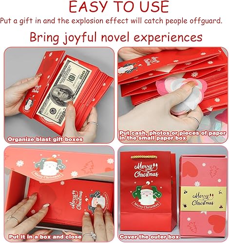 Miniatura 4 de Caja de regalo sorpresa, explosión de 2023, cajas de regalo sorpresa sorpresa de Feliz Navidad, caja de regalo de sobre rojo plegable creatividad,
