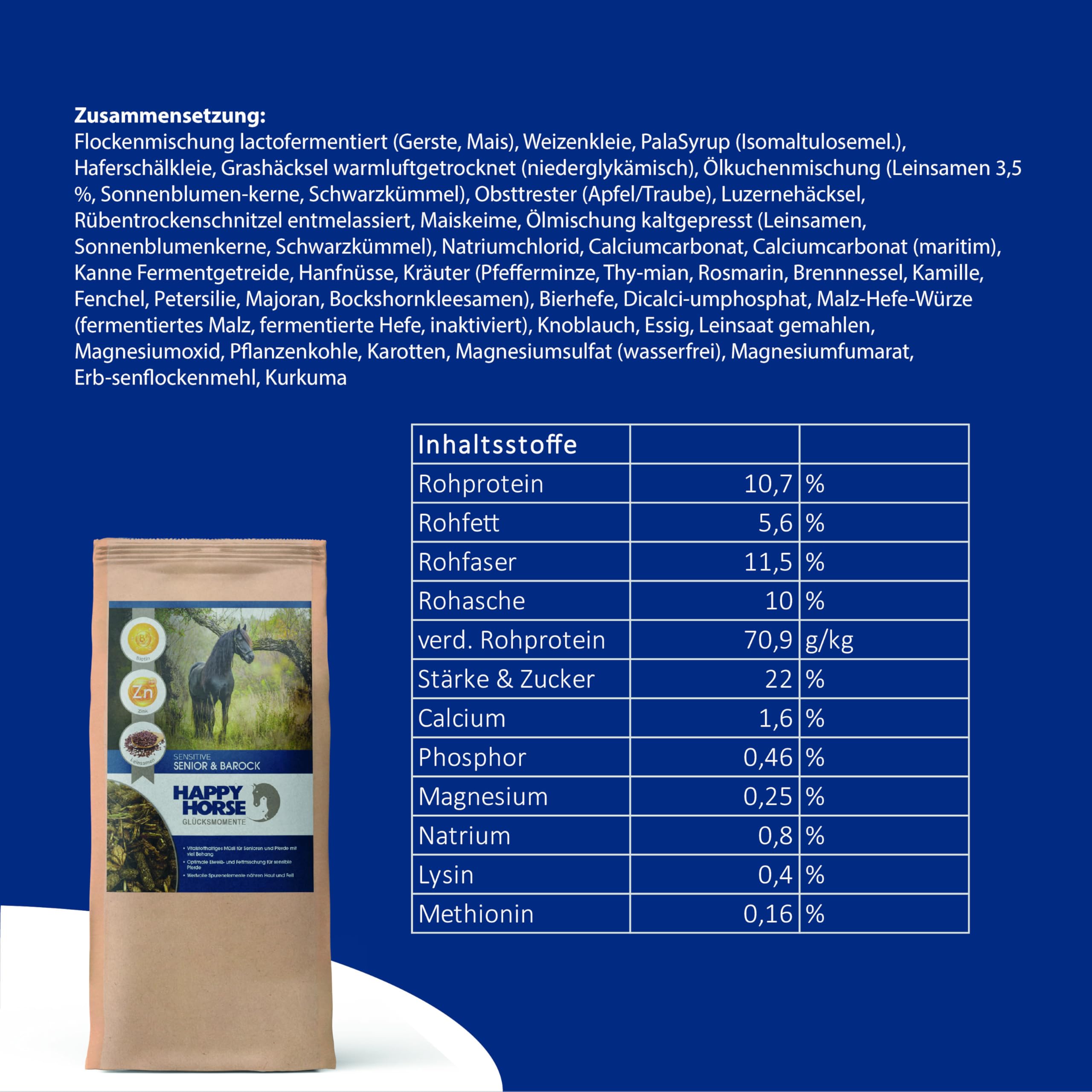 HAPPY HORSE Superfood Senior & Barock Pferdefutter | 2 x 14 kg | Für ältere & barocke Pferde | Mit natürlichen Kräutern, Leinsamen & bioaktiven Mikronährstoffen | Hochverdaulich & darmfreundlich