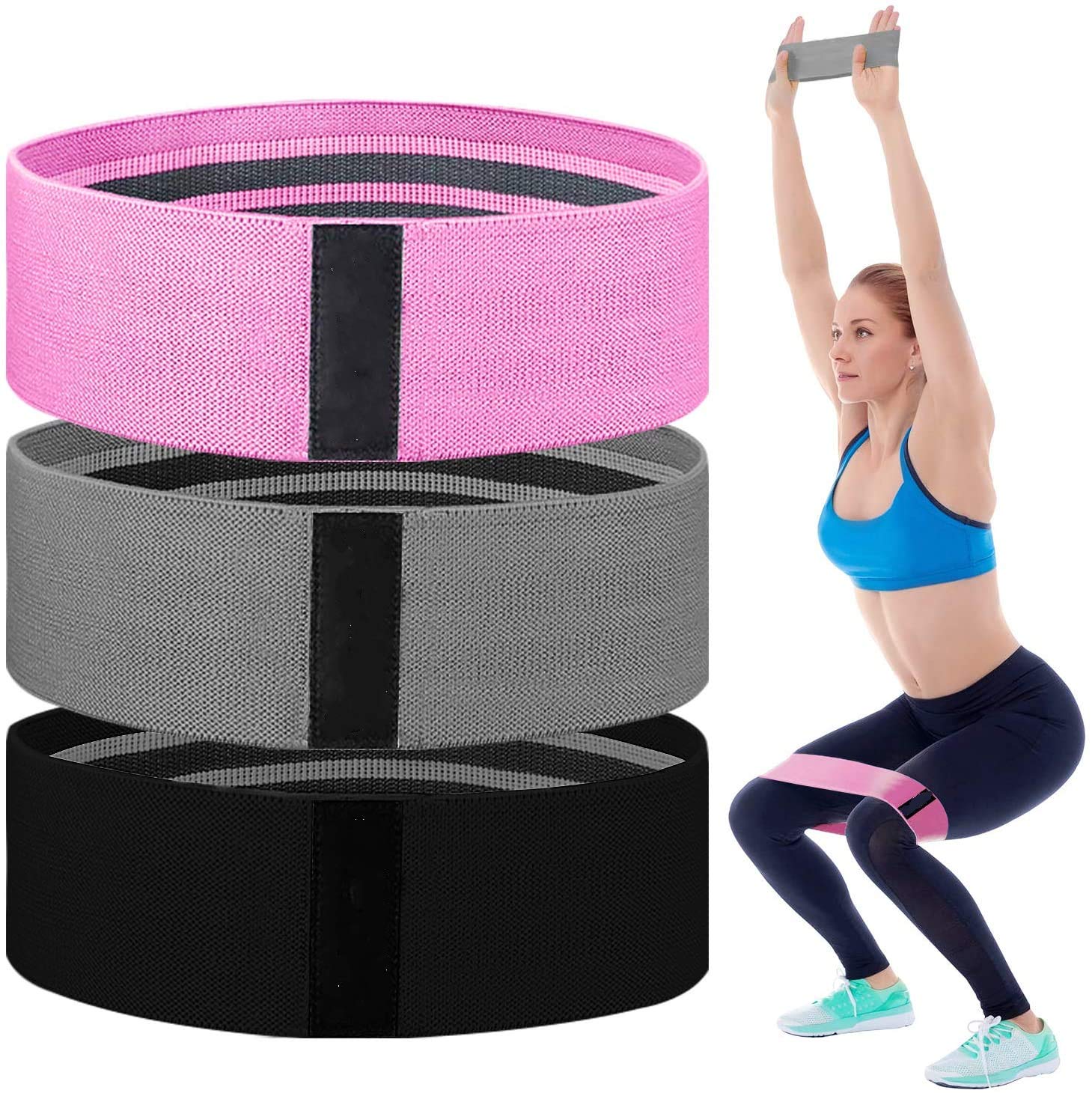 Resistance Bands for Legs and Butt Exercise Bands Set, Home Gym Booty Band for Women/Men, 5 Levels Non Slip Elastic Fabric Sports Workout Fitness Bands for Squat Glute Hip Training